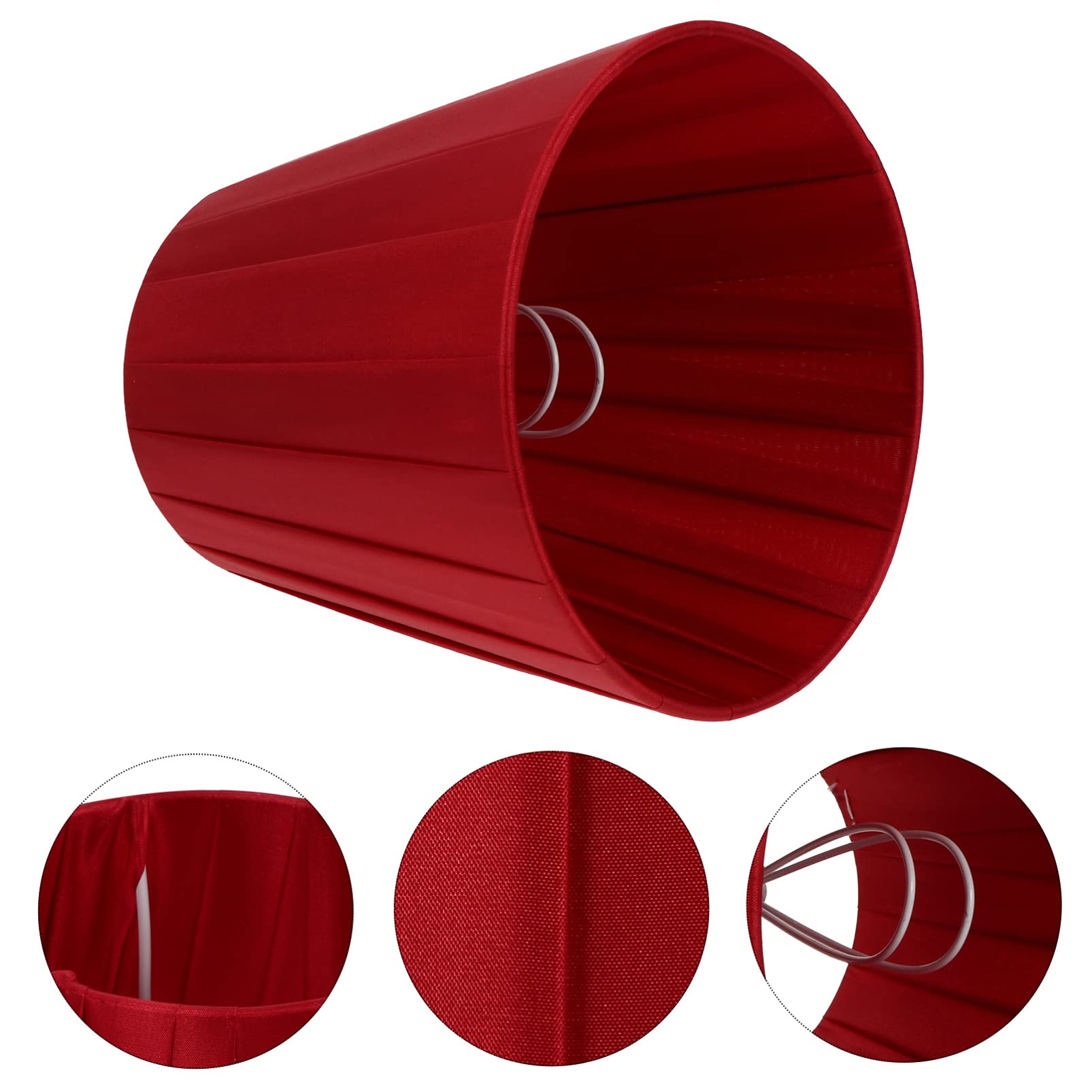 Red Clip-On Lamp Shade - Fabric Light Fixture Cover for Table & Desk Lamps - Perfect for Bedroom, Living Room, Office & Nightstand Lighting Decor