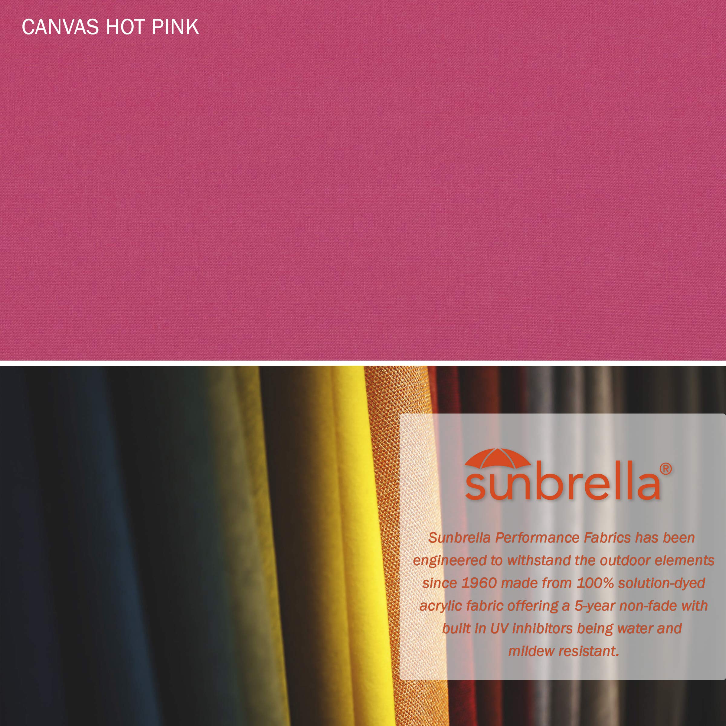7.5' Round Patio Umbrella with Crank Lift & Tilt - Aluminum Pole & Fiberglass Ribs - Sunbrella Hot Pink Fabric - Bronze Finish - Perfect for Poolside, Backyard, and Outdoor Dining