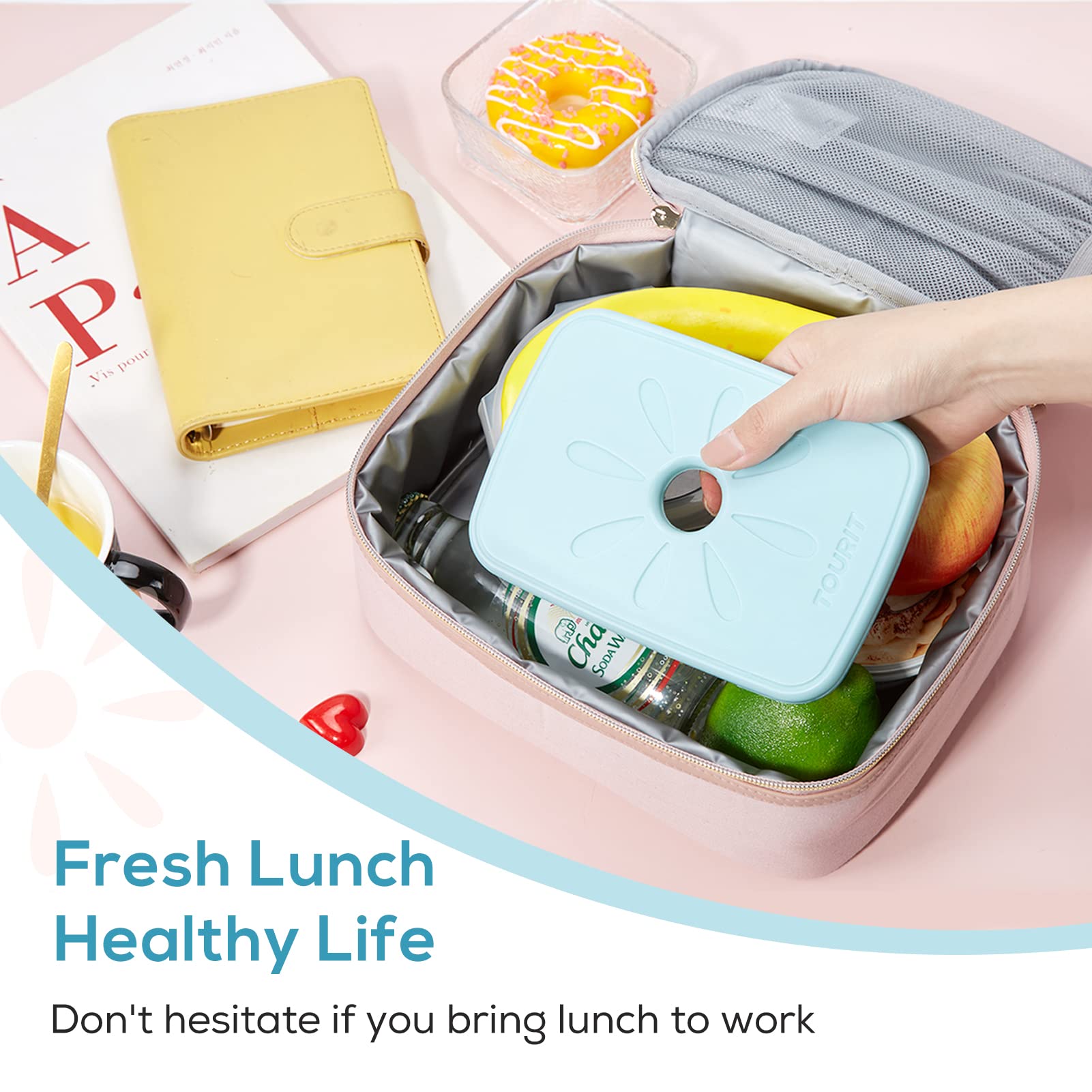 TOURIT Reusable Ice Packs for Lunch Boxes, Coolers & Bags - Slim, Long-Lasting Cooling Gel Packs for Work, Picnic, Camping & Outdoor Activities - Perfect for Keeping Food Fresh & Drinks Cold All Day