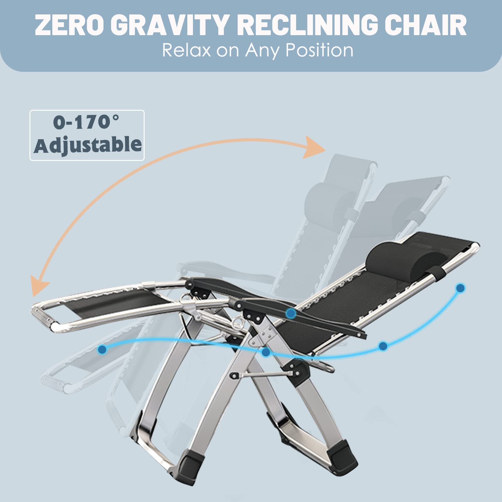Slsy Zero Gravity Reclining Lounge Chair with Removable Cushion & Side Tray - Adjustable Patio Recliner for Indoor/Outdoor Use - Perfect for Backyard, Poolside, Camping & Relaxation