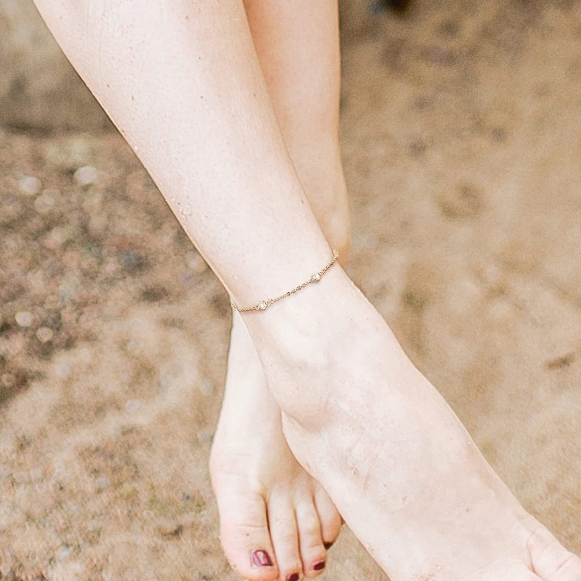 14k Gold Plated Adjustable Anklet Bracelet for Women - Elegant Link Ankle Jewelry for Everyday Wear, Beach, Parties & Special Occasions