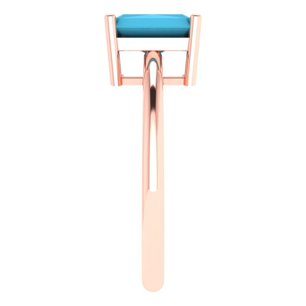 1.75ct Radiant Cut Simulated Turquoise Solitaire Ring - 18K Rose Gold Engagement, Wedding, Anniversary Jewelry for Women | Perfect for Bridal, Promise Rings & Special Occasions