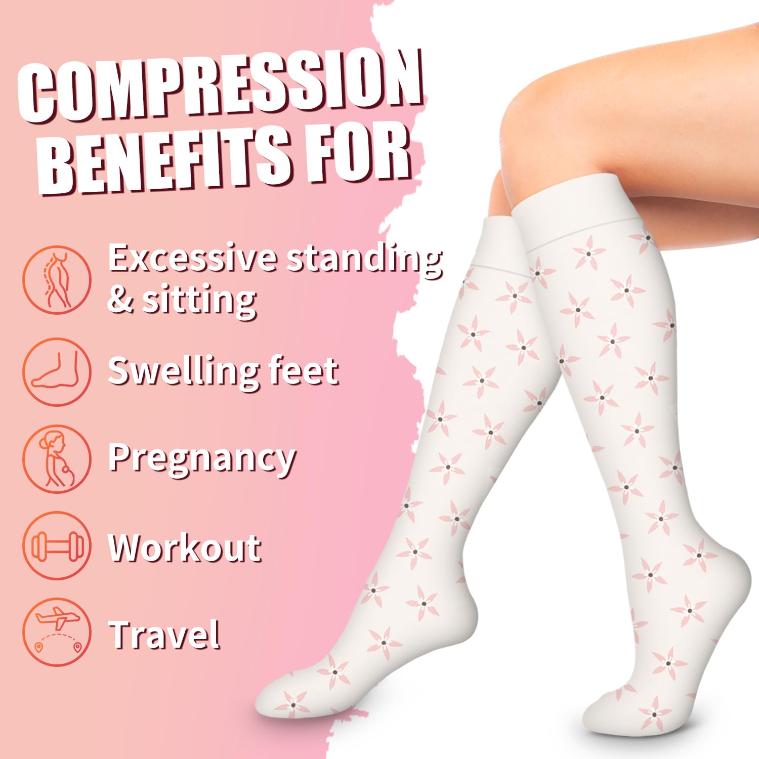 Best Compression Socks for Women & Men - 6 Pairs Medical Grade Support for Nurses, Running, Hiking, Travel & Recovery - Improve Circulation & Reduce Swelling for Long Flights, Workouts & Daily Wear