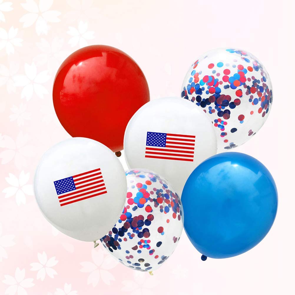 BinaryABC Patriotic Latex Balloons with Confetti - 25Pcs 4th of July Decorations for Independence Day Parties, Birthday Celebrations & Patriotic Events