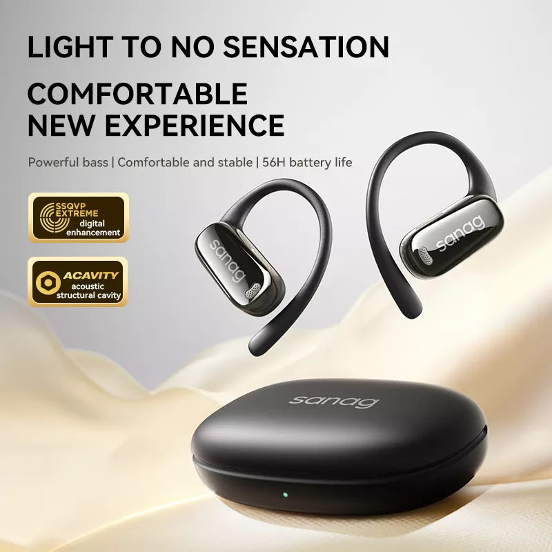Sanag C30S Wireless Bluetooth Headphones with Ear Hook - Open Ear Air Conduction Sport Headset for Running, Cycling & Workouts - Sweatproof Lightweight Comfort for Gym, Jogging & Outdoor Activities