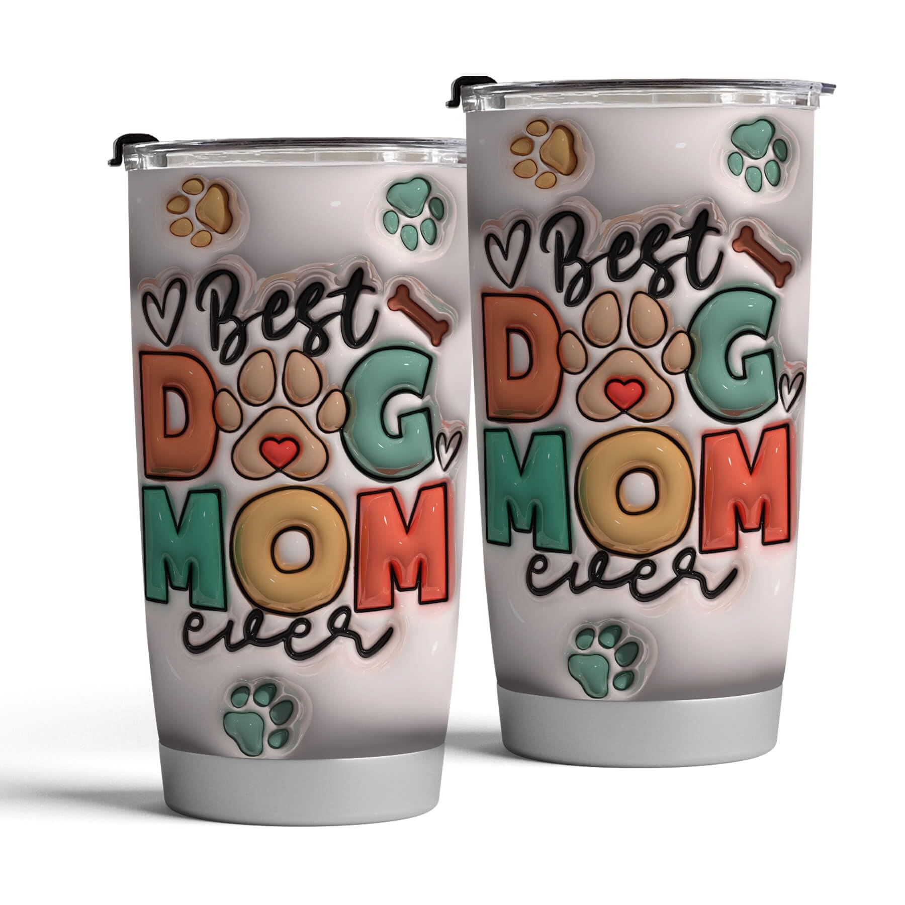 Fancyfams 20oz Stainless Steel Insulated Tumbler - Best Dog Mom Coffee Mug, Leak-Proof Travel Cup with Lid & Straw - Perfect Gift for Dog Lovers & Women - Ideal for Coffee, Tea, Iced Drinks at Home, Office or On-The-Go