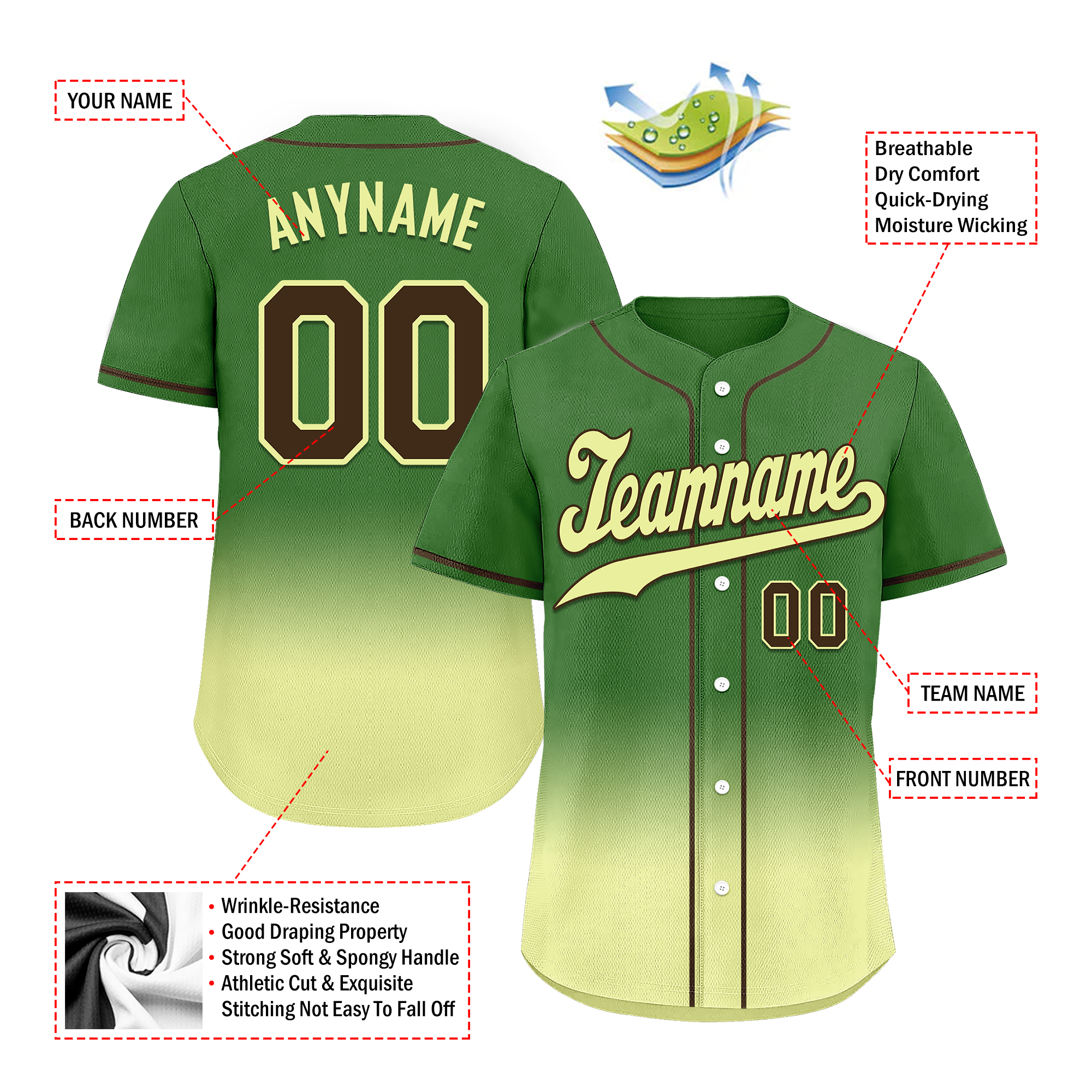Custom Green Fade Personalized Authentic Baseball Jersey - BSBJ01 D0a70f7 - Perfect for Team Uniforms, Sports Events & Fan Merchandise