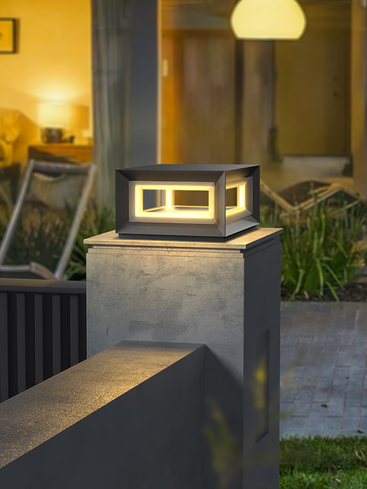Solar Powered LED Light Cube Outdoor Post Light - Waterproof & Durable for Garden, Pathway, and Patio Lighting
