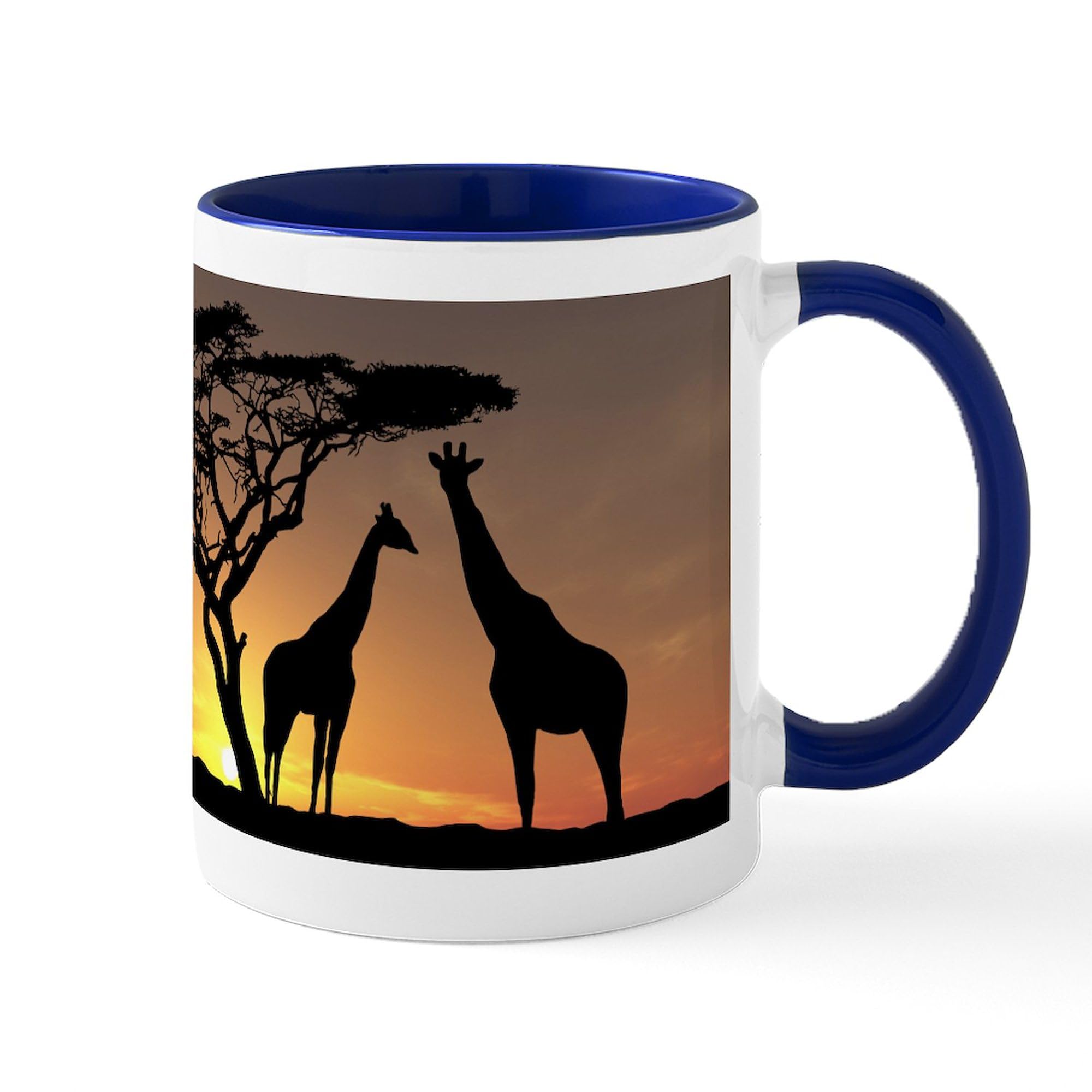 Giraffes In The Sunset Ceramic Coffee Mug 11 oz (325 ml) - Perfect for Tea, Hot Chocolate & Office Use - Durable & Dishwasher Safe