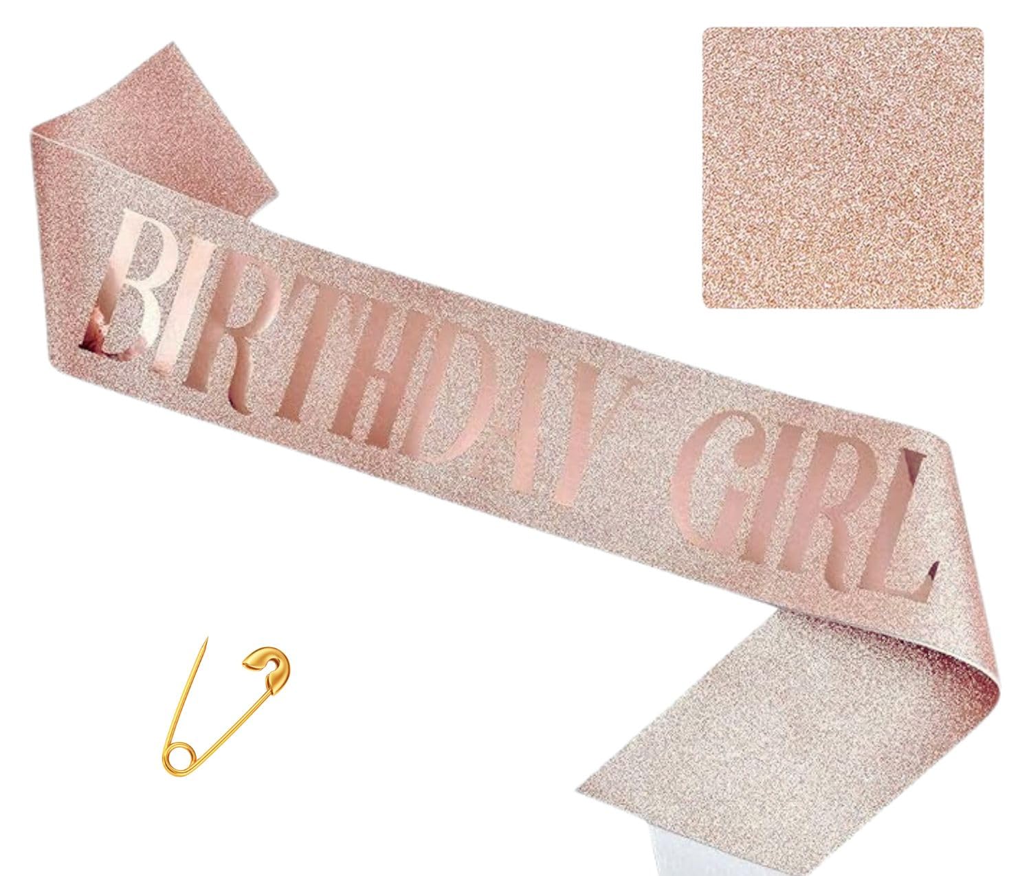 Rose Gold Birthday Girl Sash - Elegant Party Favor for Birthday Celebrations & Special Events - Perfect for Women's Birthday Parties, Bachelorette & Bridal Showers