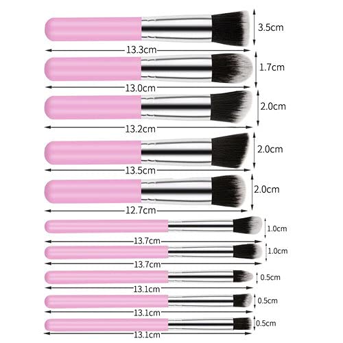 Premium AVTY Makeup Brushes Set - 10pcs Synthetic Foundation, Powder, Blush & Eyeshadow Brushes with Blender Sponge & Cleaner (Pink/Silver) - Perfect for Professional Makeup Artists & Beauty Enthusiasts at Home