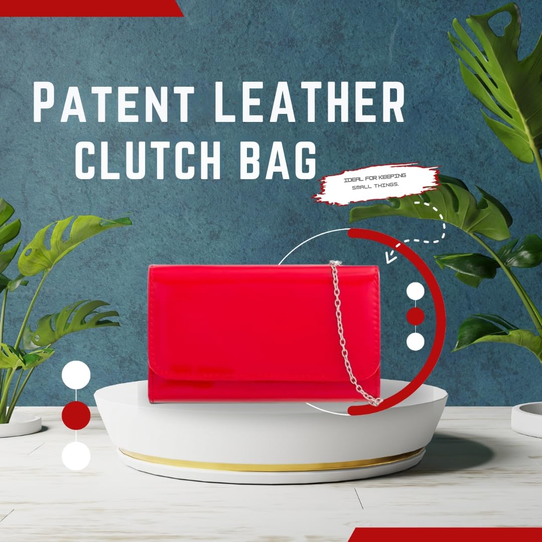 Starz Women's Elegant Patent Leather Clutch Bag for Wedding, Party & Evening Events - Stylish Ladies Handbag for Formal Occasions, Date Nights & Special Celebrations