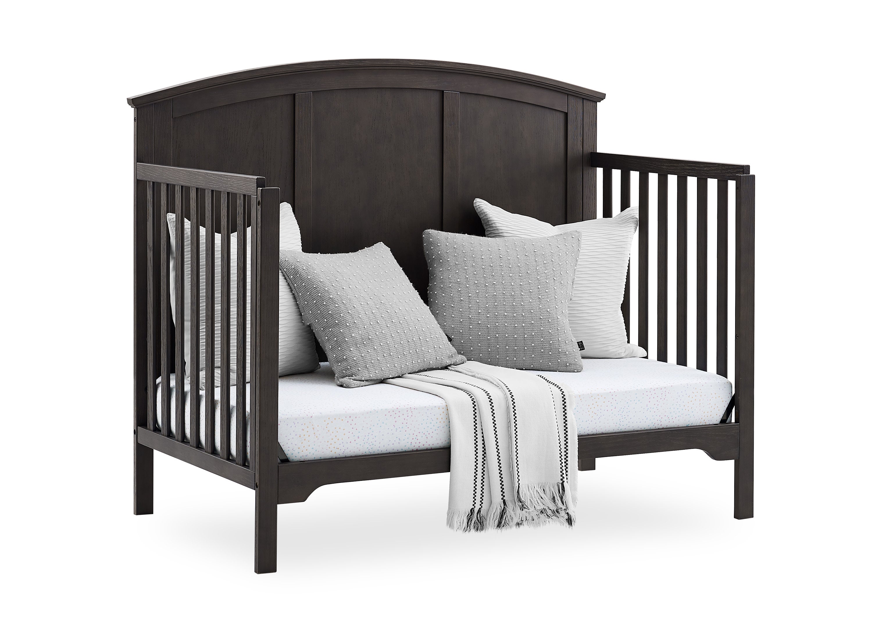 Sweet Beginnings Sage Curve 6-in-1 Convertible Crib - Nursery Furniture for Baby to Toddler Bed with Storage Drawer | Perfect for Modern Nurseries & Small Spaces