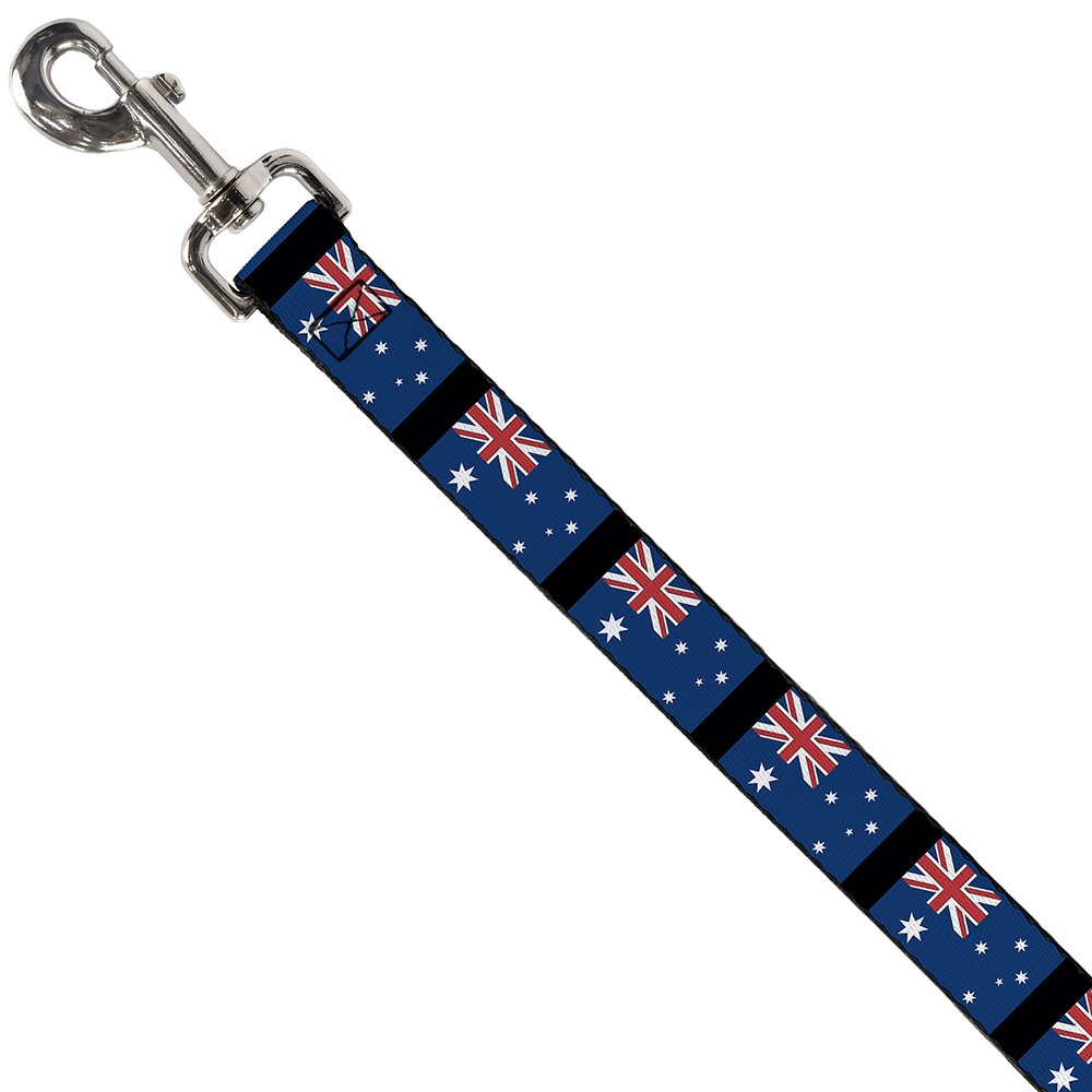 Buckle-Down Australia Flag Pet Leash - 6 Feet Long, 1 Inch Wide - Durable Dog Walking Leash for Outdoor Adventures, Beach, and Park Walks