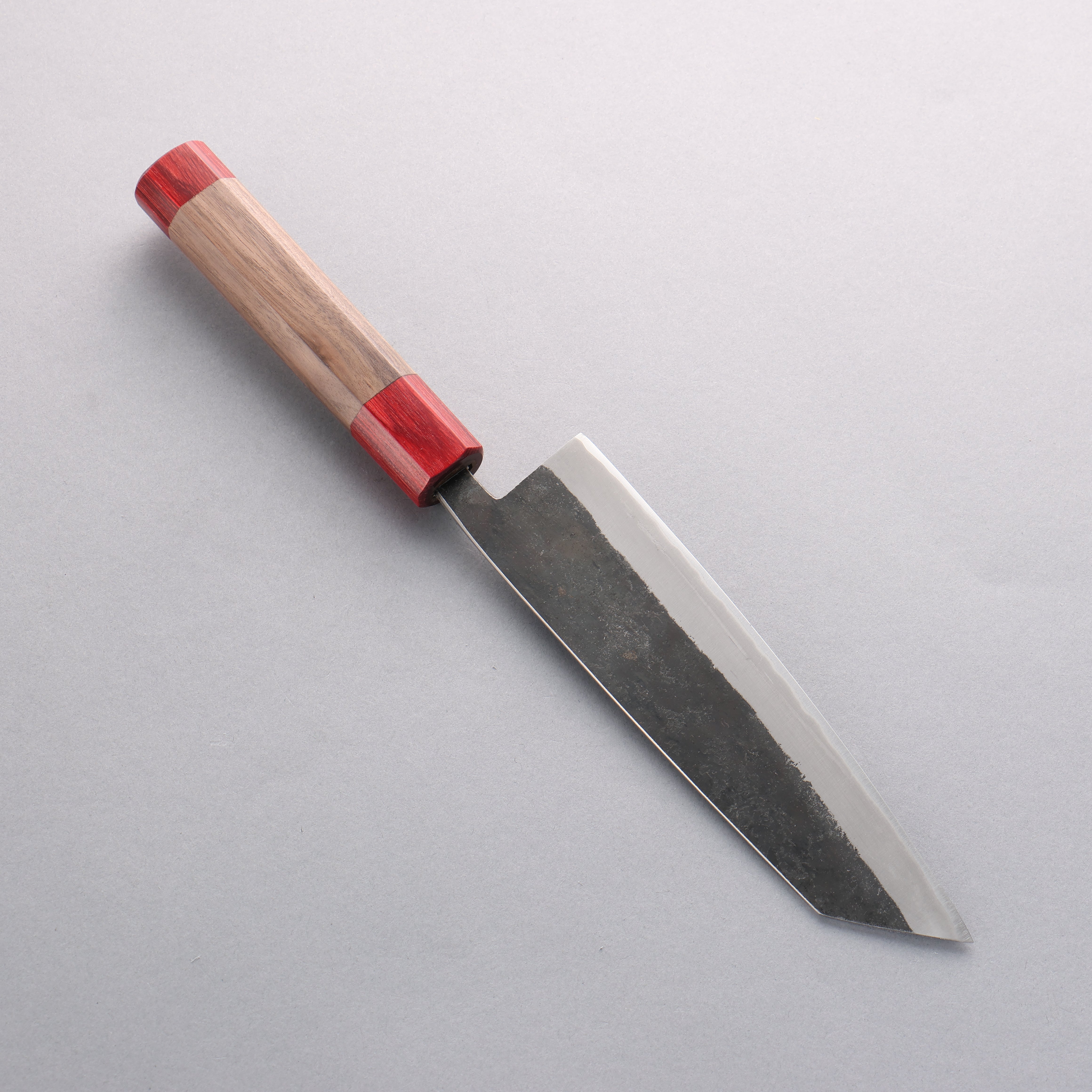 Premium Seisuke Kurumi Blue Steel Kurouchi Bunka Knife 180mm - Walnut Handle with Double Red Pakka Wood - Perfect for Sushi, Vegetables & Precision Cutting