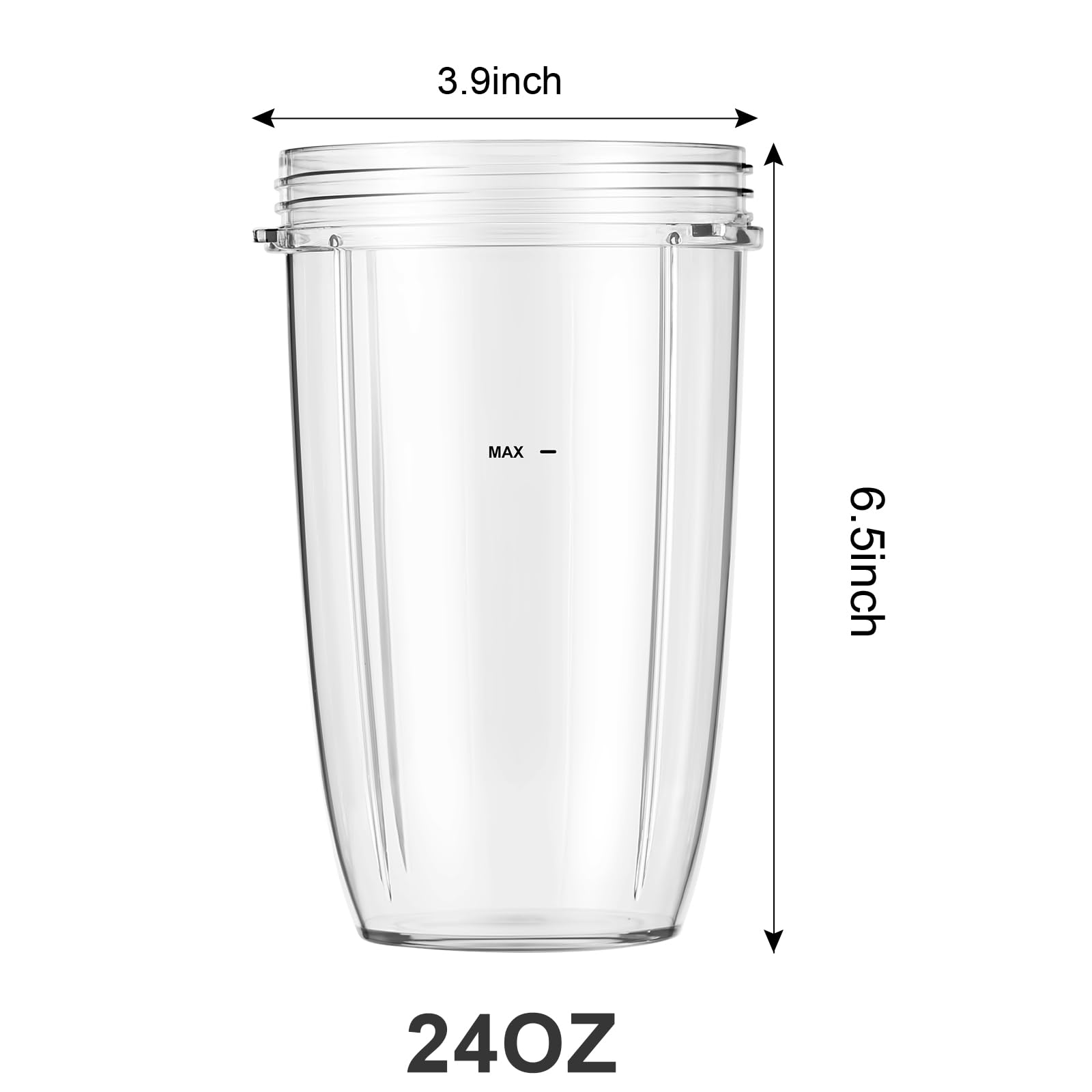 24oz Blender Cups with Flip-Top Lids - Compatible with NutriBullet 600W & 900W Blenders - BPA-Free Replacement Blender Bottles for Smoothies, Protein Shakes & Meal Prep On-The-Go