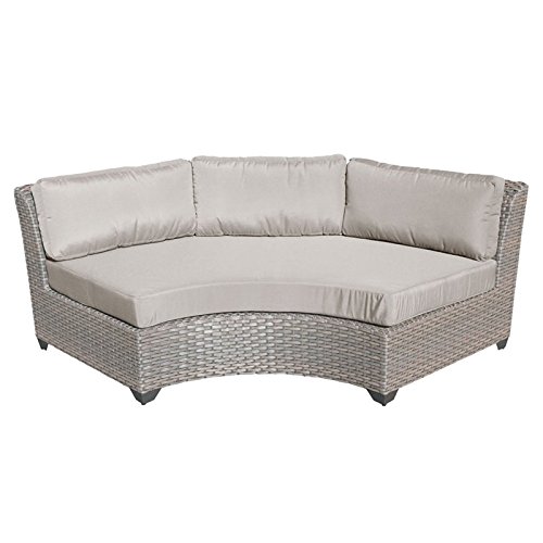 Beige Curved Armless Outdoor Wicker Patio Sofa Set of 2 - Weather-Resistant Rattan Furniture for Poolside, Garden, Deck or Balcony Relaxation