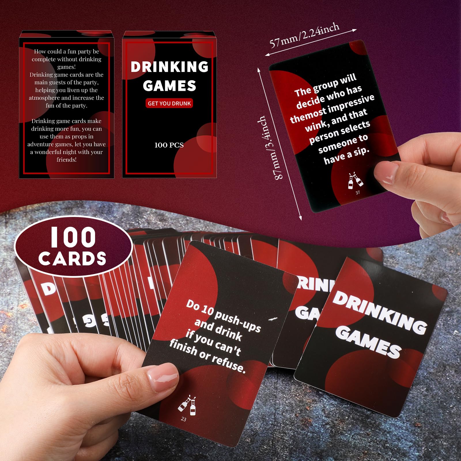 Poen Drinking Games Card Set - Fun Party Questions & Challenges for Adults, Bachelorette Parties & Girls Night Out | Hilarious Christmas White Elephant Gift Idea (Perfect for Game Nights & Social Gatherings)
