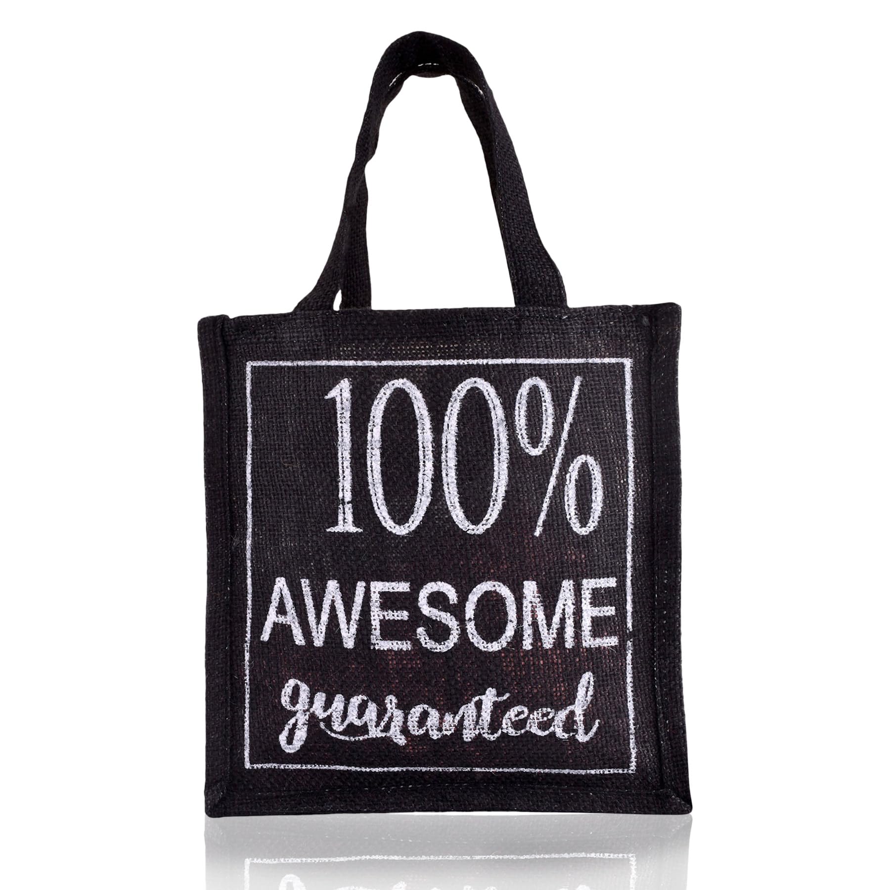 Kuber Industries Reusable Jute Lunch Bag with Handle - Eco-Friendly Office Lunch Tote for Women & Men - Small Black Lunch Box Carrier for Work, School, Picnics & Travel
