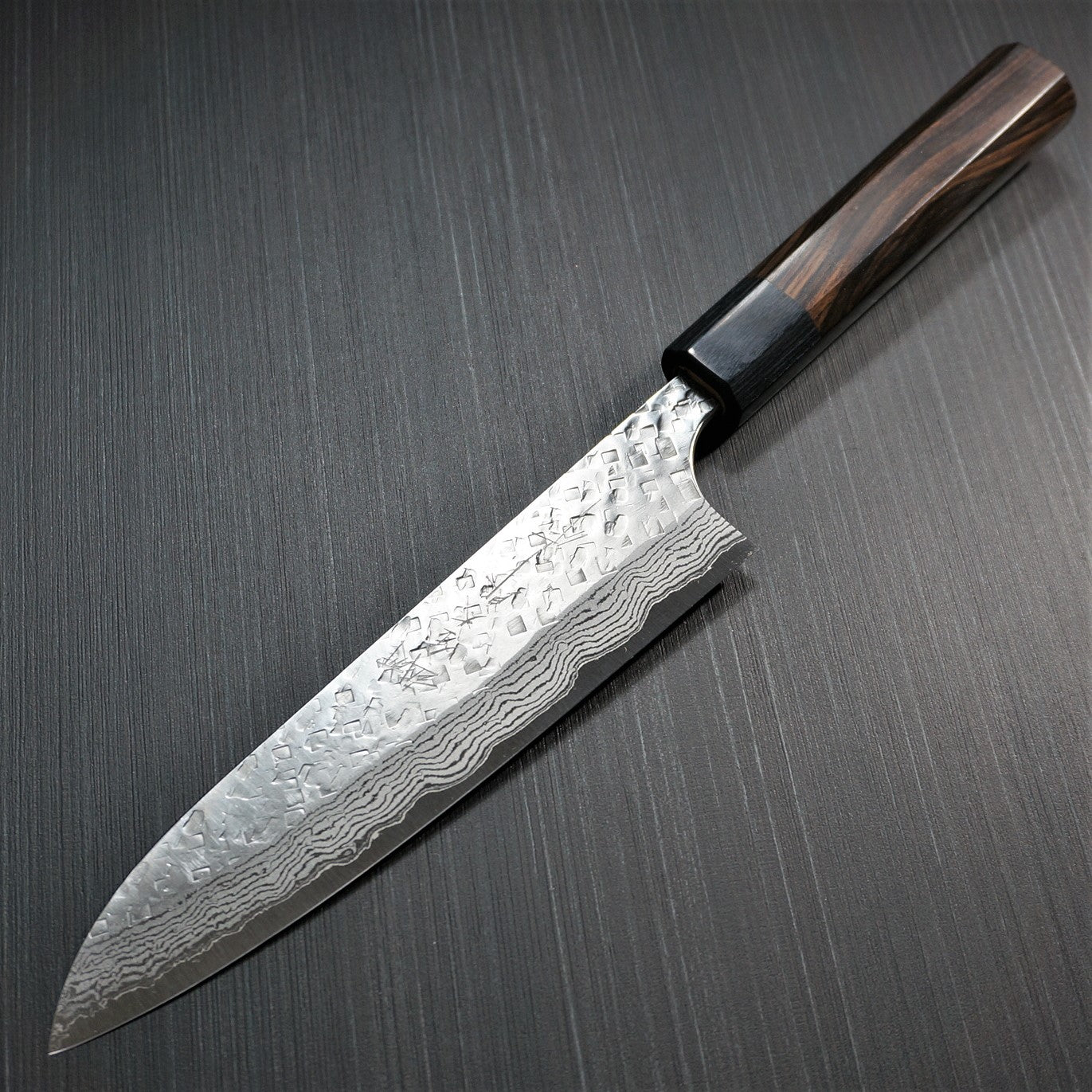 Premium KATO VG10 Hammered Damascus Gyuto Chef Knife 180mm - Japanese High Carbon Stainless Steel Blade with Ebony Wood Handle - Perfect for Sushi, Meat Cutting & Professional Kitchen Use