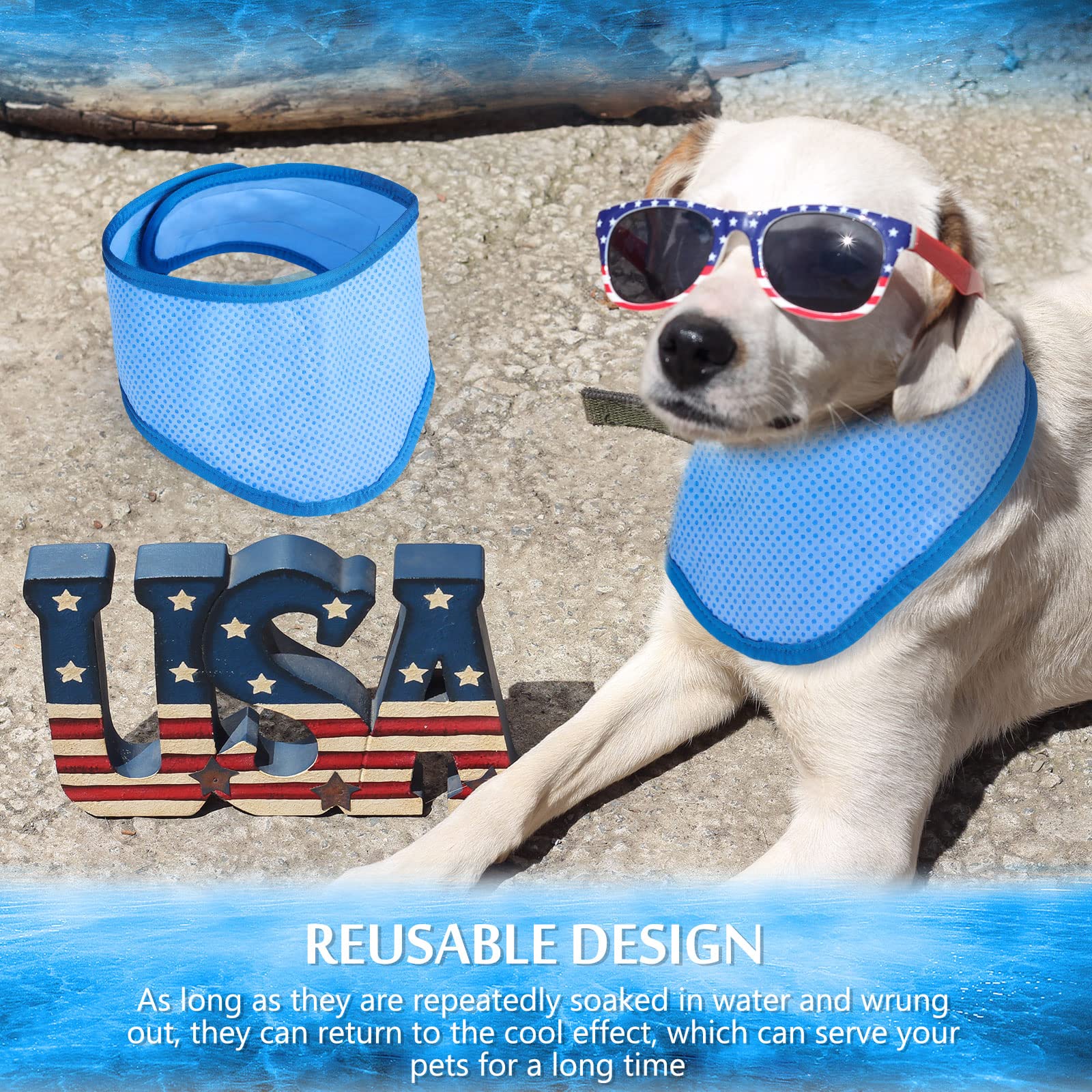 3 Pack Dog Cooling Bandana - Breathable Ice Pet Bandana for Hot Weather, Heat Dissipation Dog Neck Cooler for Summer, Calming Triangle Scarf for Dogs & Cats (Blue) - Perfect for Outdoor Walks, Beach Trips and Summer Adventures
