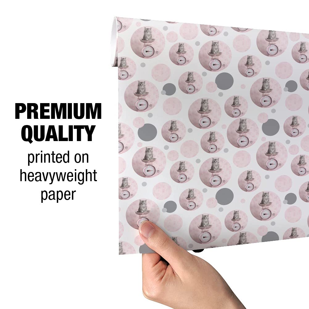 Siberian Cat Kitten Tipping The Scale Gift Wrap Paper Roll - Cute Animal Wrapping Paper for Birthday, Christmas Gifts & Party Decorations