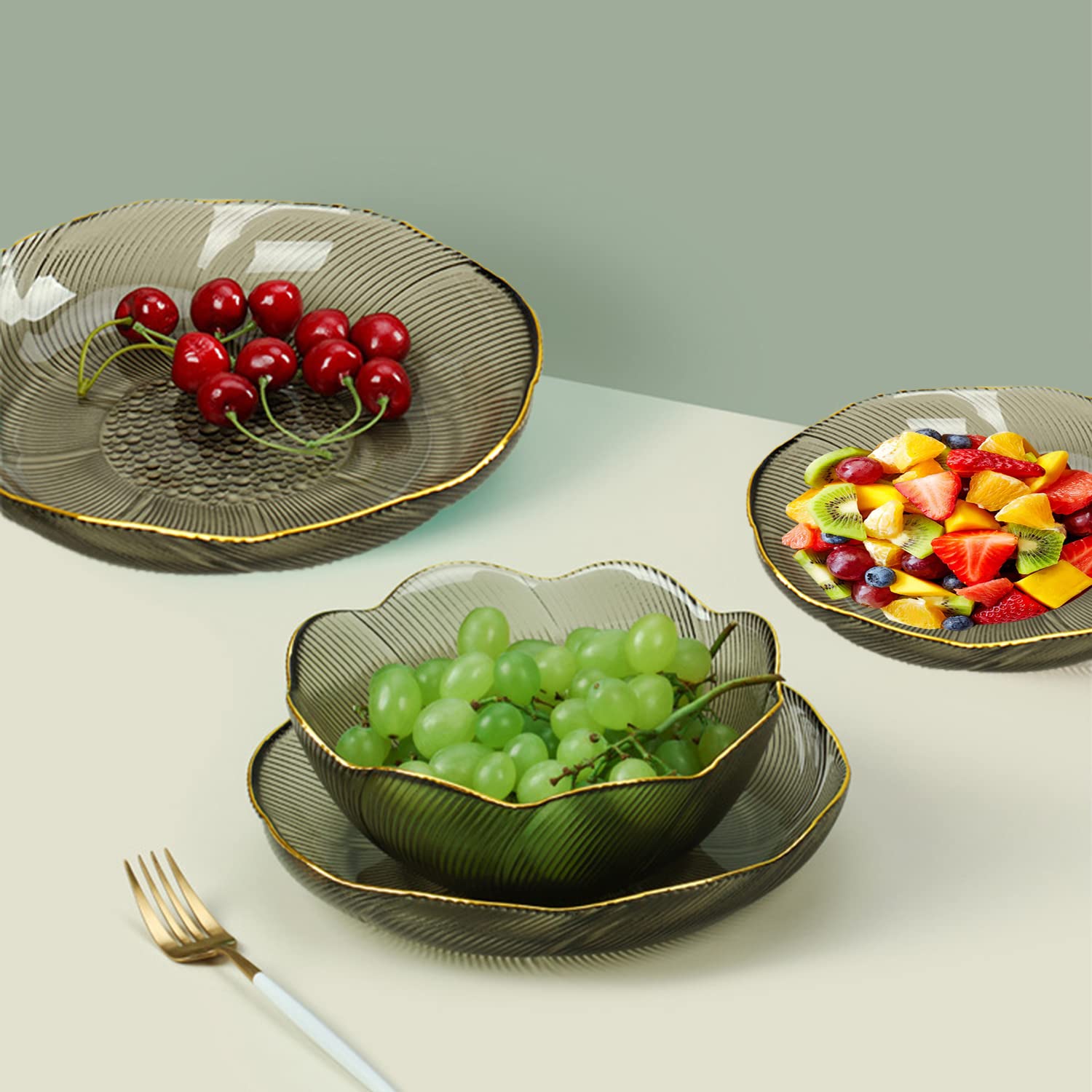 4-Piece Glass Dinnerware Plate Set - Elegant Lace Disc Round Plates for Dinner & Salad | Durable Dish Set for Everyday Use & Special Occasions | Perfect for Home Dining, Parties & Gifts