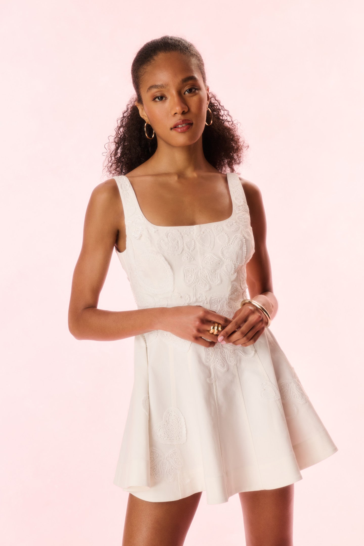 Vionne Women's Denim Embroidered Mini Dress - Casual Summer Floral Short Sleeve Party Outfit for Beach, Date Night & Vacation
