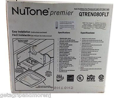 NUTONE Premier 80 CFM 0.8 Sones Ultra Quiet Bathroom Ventilation Fan with Light - Perfect for Home, Office & Commercial Spaces