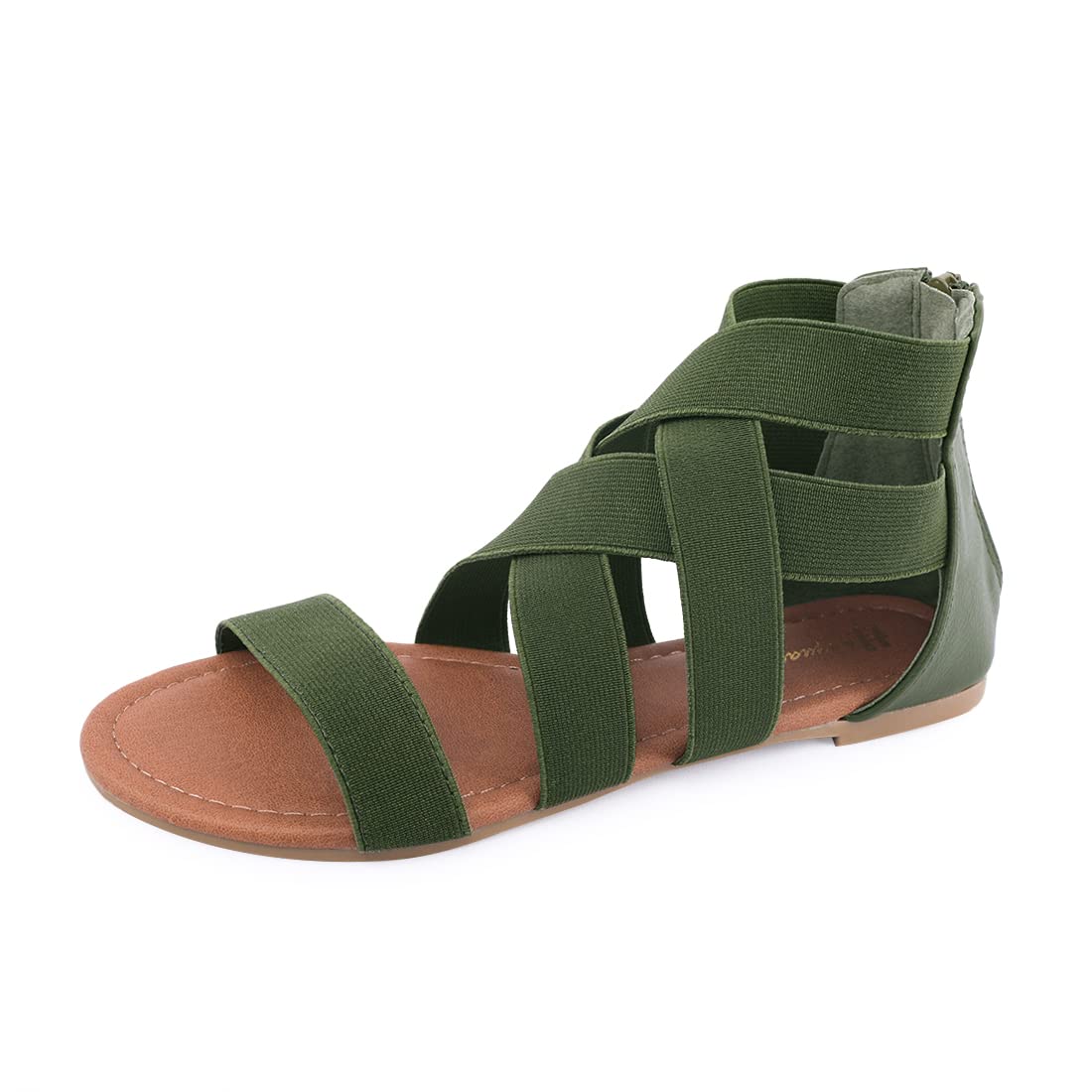 Women's Comfortable Elastic Gladiator Flat Sandals with Adjustable Ankle Strap - Perfect for Summer, Beach, Casual Outfits and Vacation Wear