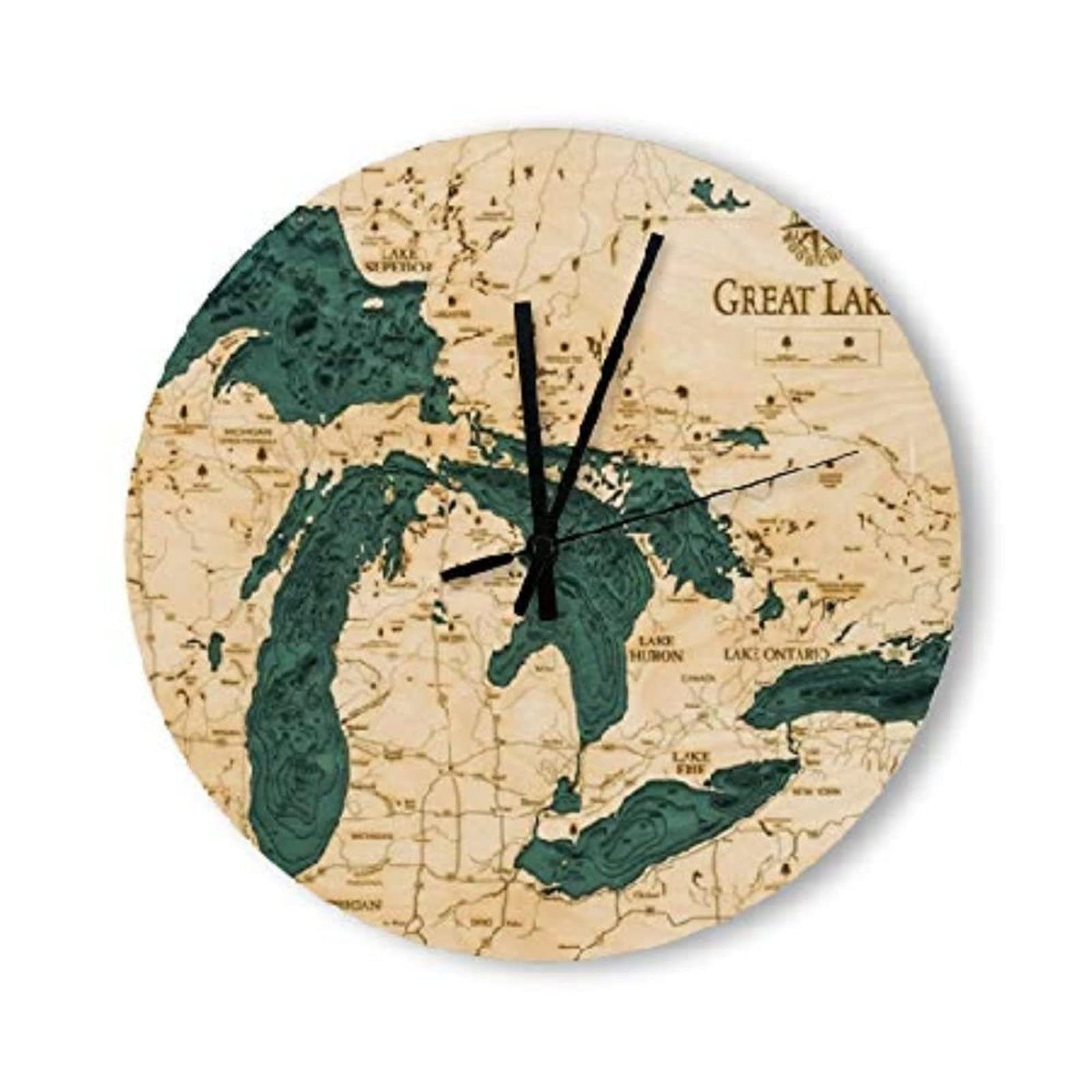 10 Inch ArogGeld Great Lakes Nautical Map Wall Clock - Vintage Farmhouse Wooden Battery Operated Silent Non-Ticking Clock - Perfect for Living Room, Kitchen, Bedroom, Office & Coastal Home Decor - Multicolor