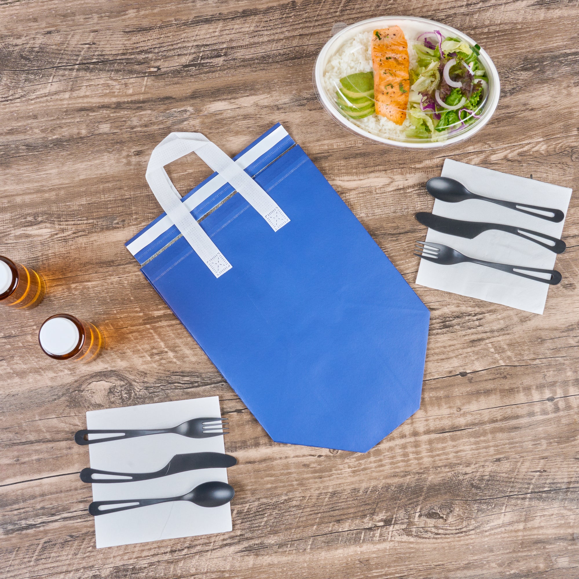 Premium Blue Insulated Takeout Bags - Tamper Evident Food Delivery Bags (10.25