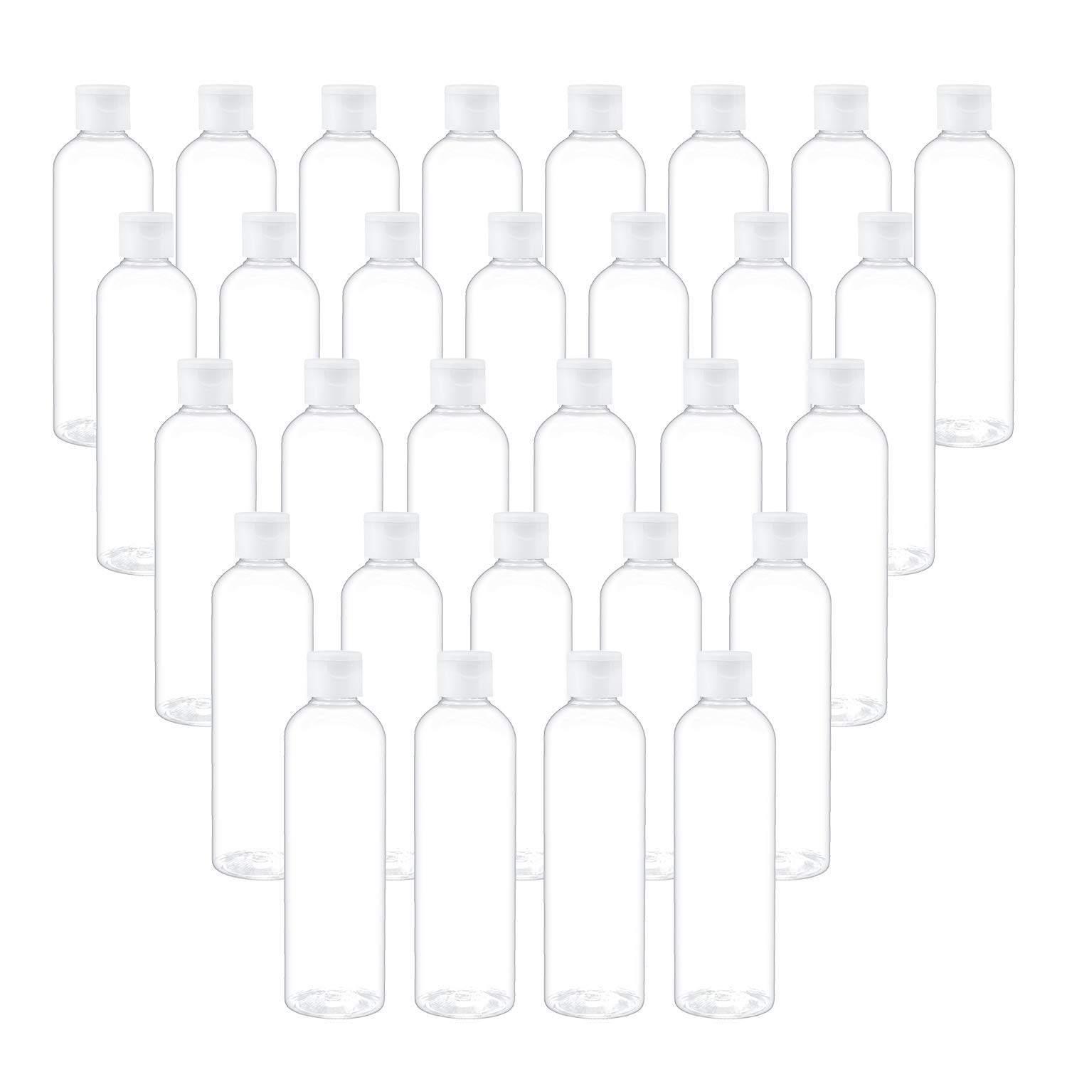 Trendbox 8oz/250ml Clear Plastic Bottles with Flip Top Lids - BPA-Free Travel Containers for Shampoo, Lotion & Massage Oil (30 Pack) | Perfect for Toiletries, DIY Beauty Products & Travel Essentials