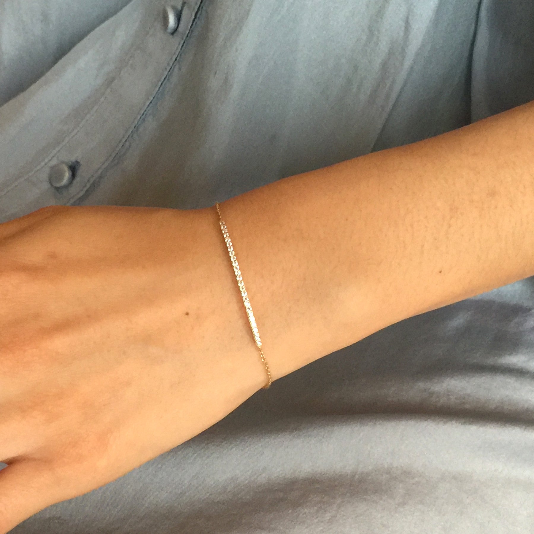 Pave Curved Bar Bracelet for Women - Elegant Cubic Zirconia Tennis Bracelet - Perfect for Parties, Weddings & Everyday Wear