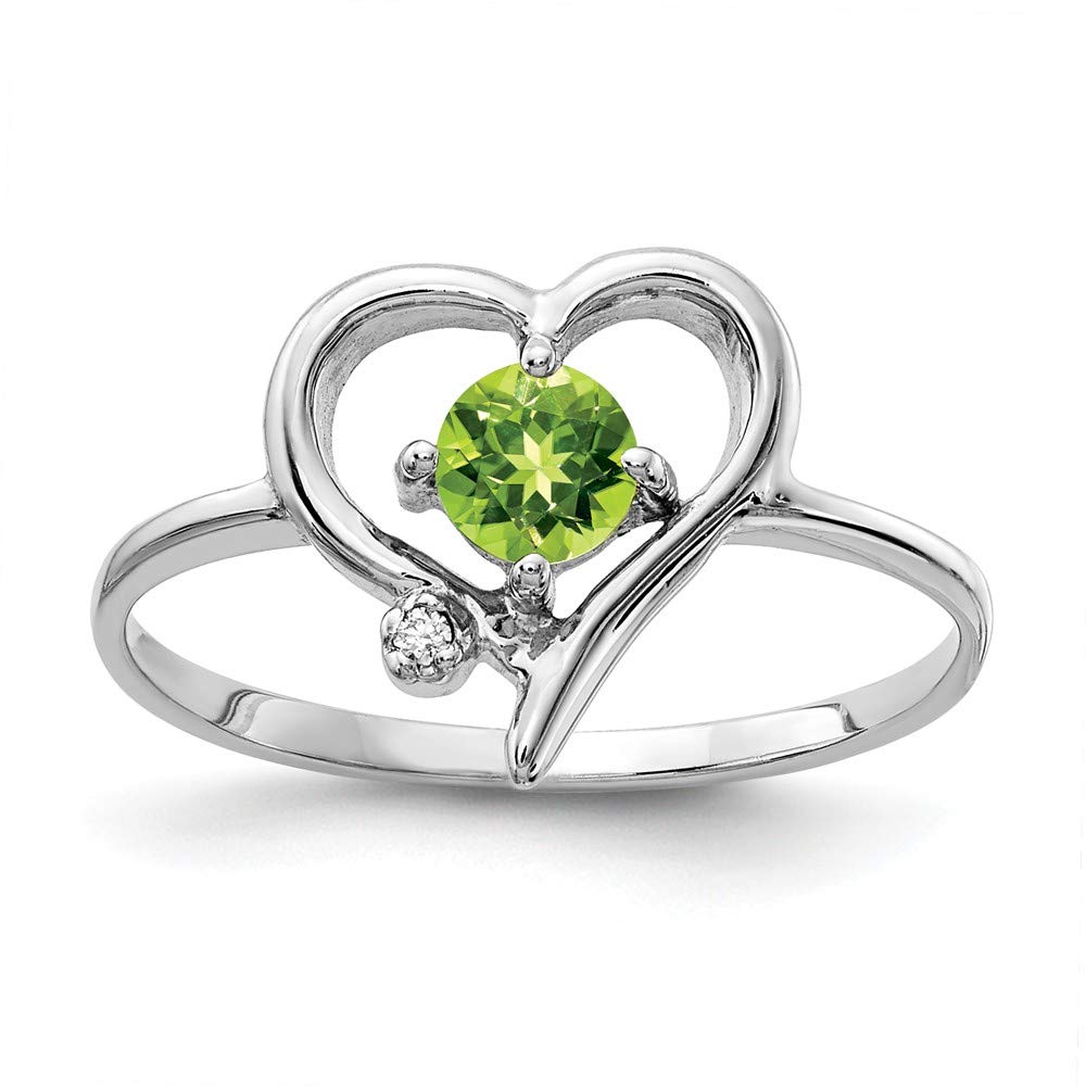 14K White Gold 4mm Peridot Green August Birthstone Diamond Engagement Ring for Women - Perfect for Proposals, Anniversaries & Special Occasions
