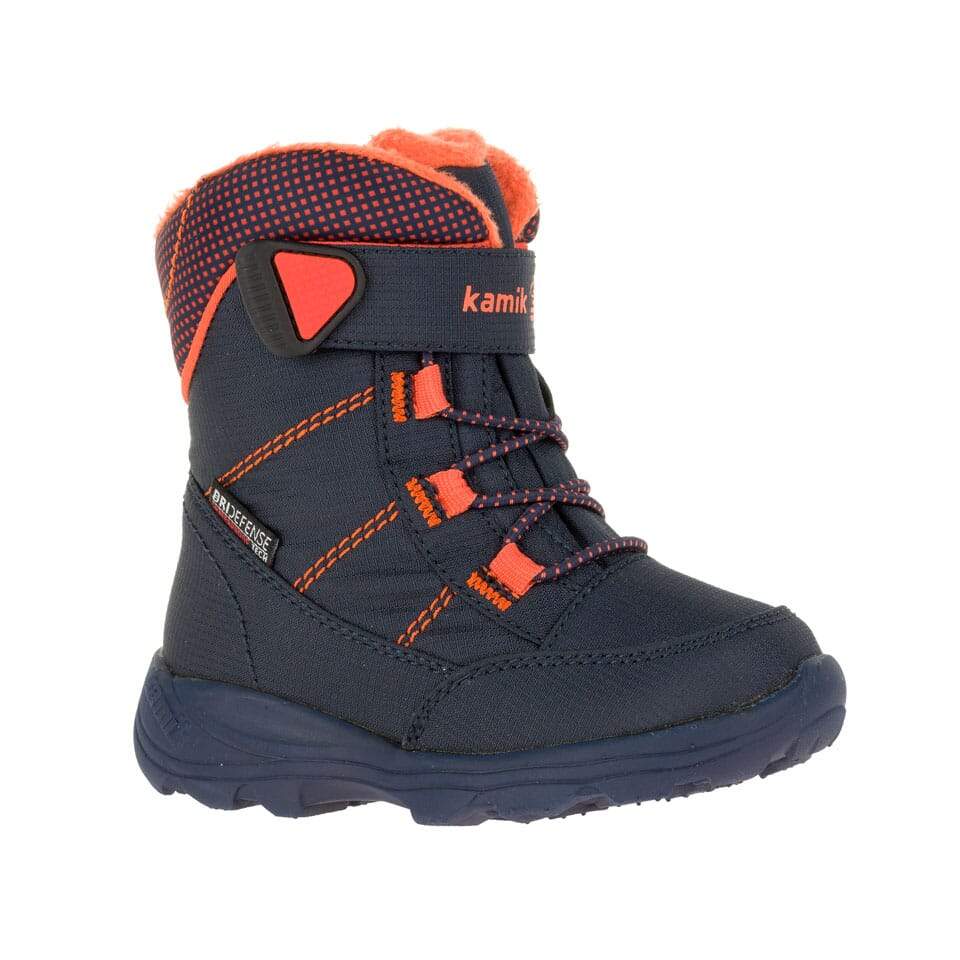 Kamik Navy/Flame Stance Waterproof Winter Boots for Toddlers - Warm Snow Boots for Boys & Girls - Perfect for Snow Play, Outdoor Adventures & Cold Weather