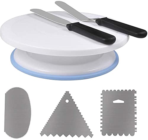 11 Inch Rotating Cake Stand Turntable - Round Revolving Cake Decorating Stand with Tools for Baking, Cake Decorating & Dessert Display - Perfect for Birthday, Wedding & Party Cakes