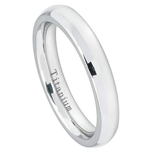 Personalized Laser Engraved Titanium Wedding Rings for Men & Women - 4mm White Titanium Domed Band - Custom Couples Rings for Engagement, Anniversary & Gifts - Perfect for Weddings, Proposals & Romantic Occasions