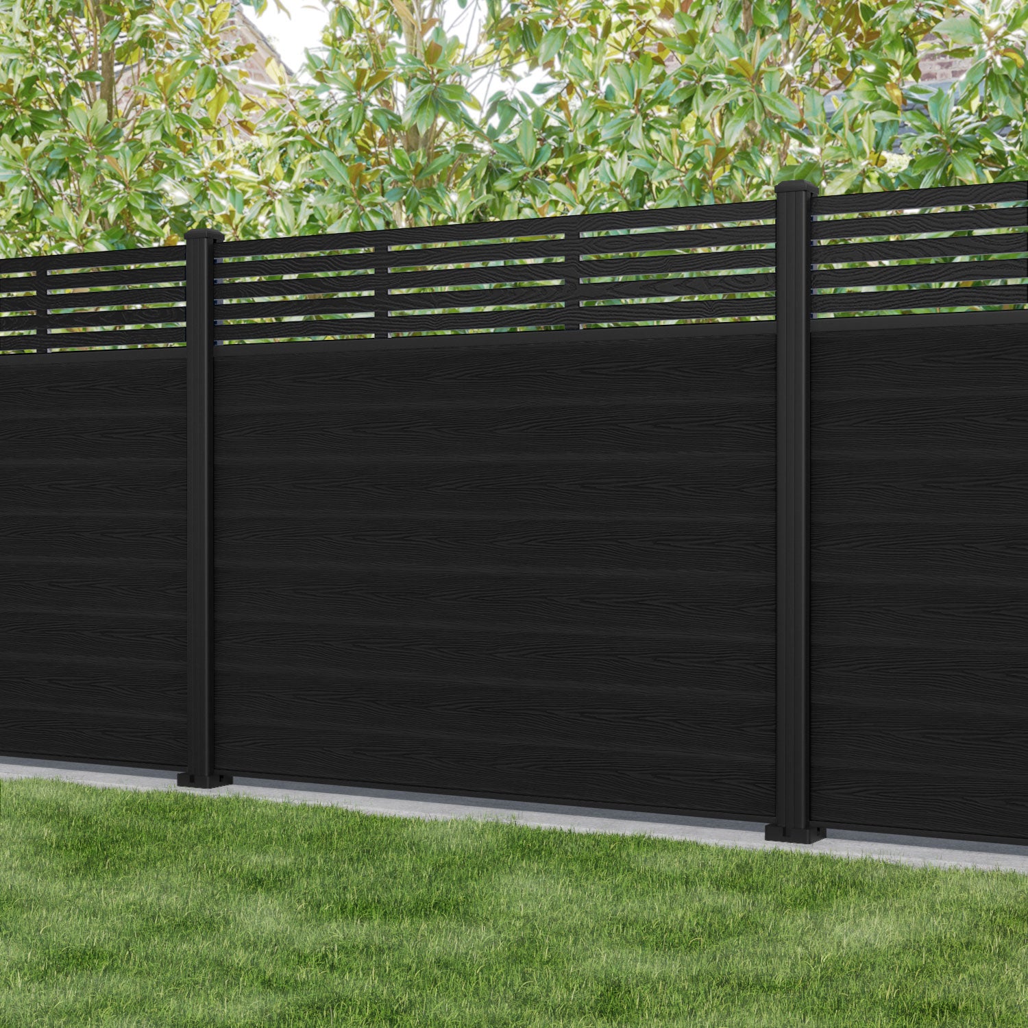 Classic Black Aspen Fence Panel with Aluminum Posts - Durable Outdoor Privacy Fence for Backyard, Garden, and Property Boundaries