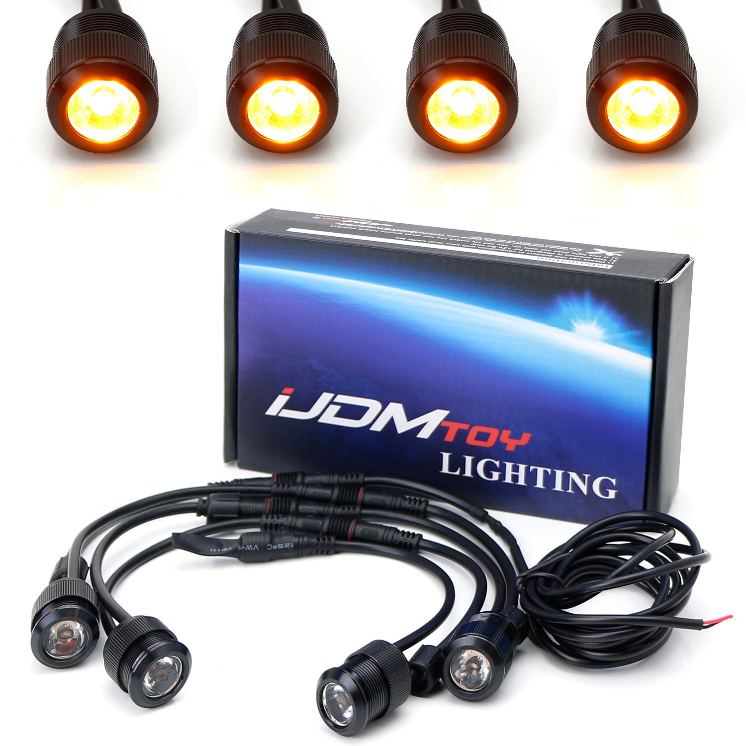 4-Piece Raptor Style 3W Amber LED Grille Lights Kit for 2016-2023 Toyota Tacoma with TRD Grill - Off-Road, Truck Accessories & Night Driving Safety Lights