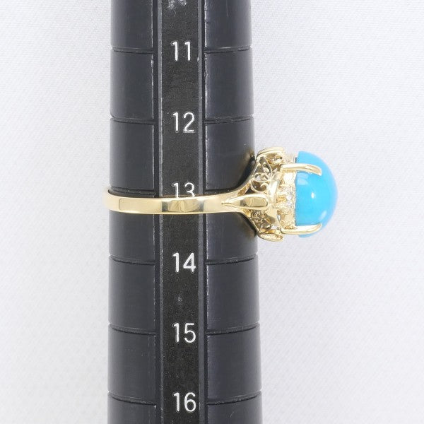 18K Yellow Gold Turquoise Diamond Ring for Women – Elegant Handmade Jewelry for Engagement, Wedding & Special Occasions