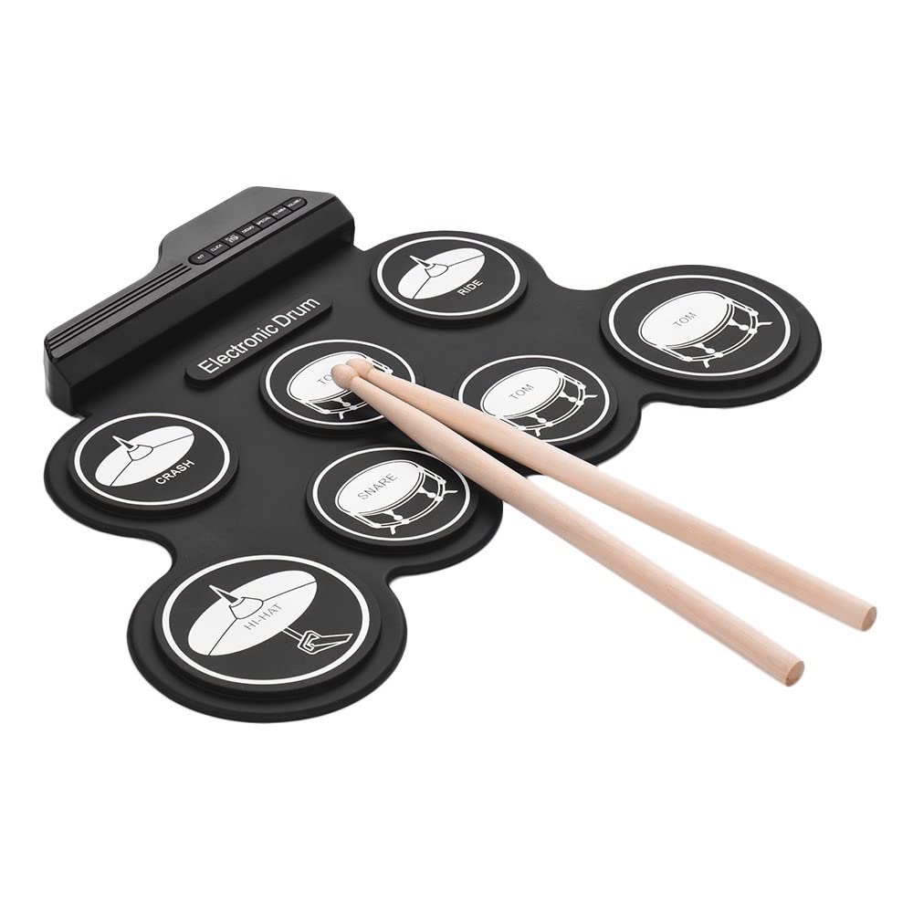 XFADR SRLIWHITE Jazz Drum Silicone Hand-Rolled Electronic Drum Kit with 3D Pattern & USB Connectivity - Portable USB Hand Drum for Live Performances, Studio Recording & Music Practice (Color: A1)