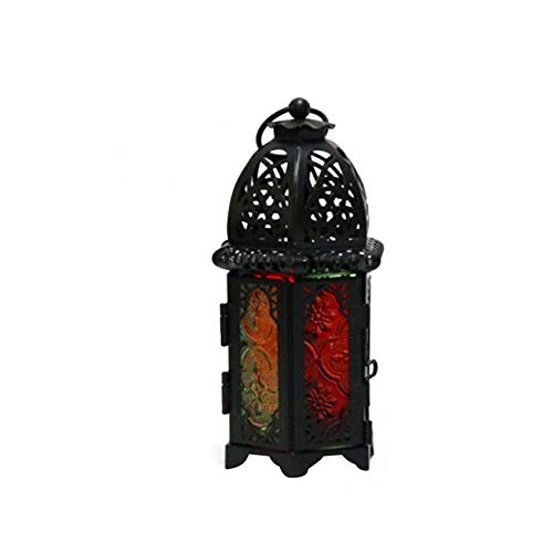 Vintage Windproof Hanging Candle Lantern - Iron & Glass Votive Candlestick Holder for Wedding, Party & Home Decor (Black) | Perfect for Outdoor Gatherings, Garden Lighting & Romantic Ambiance