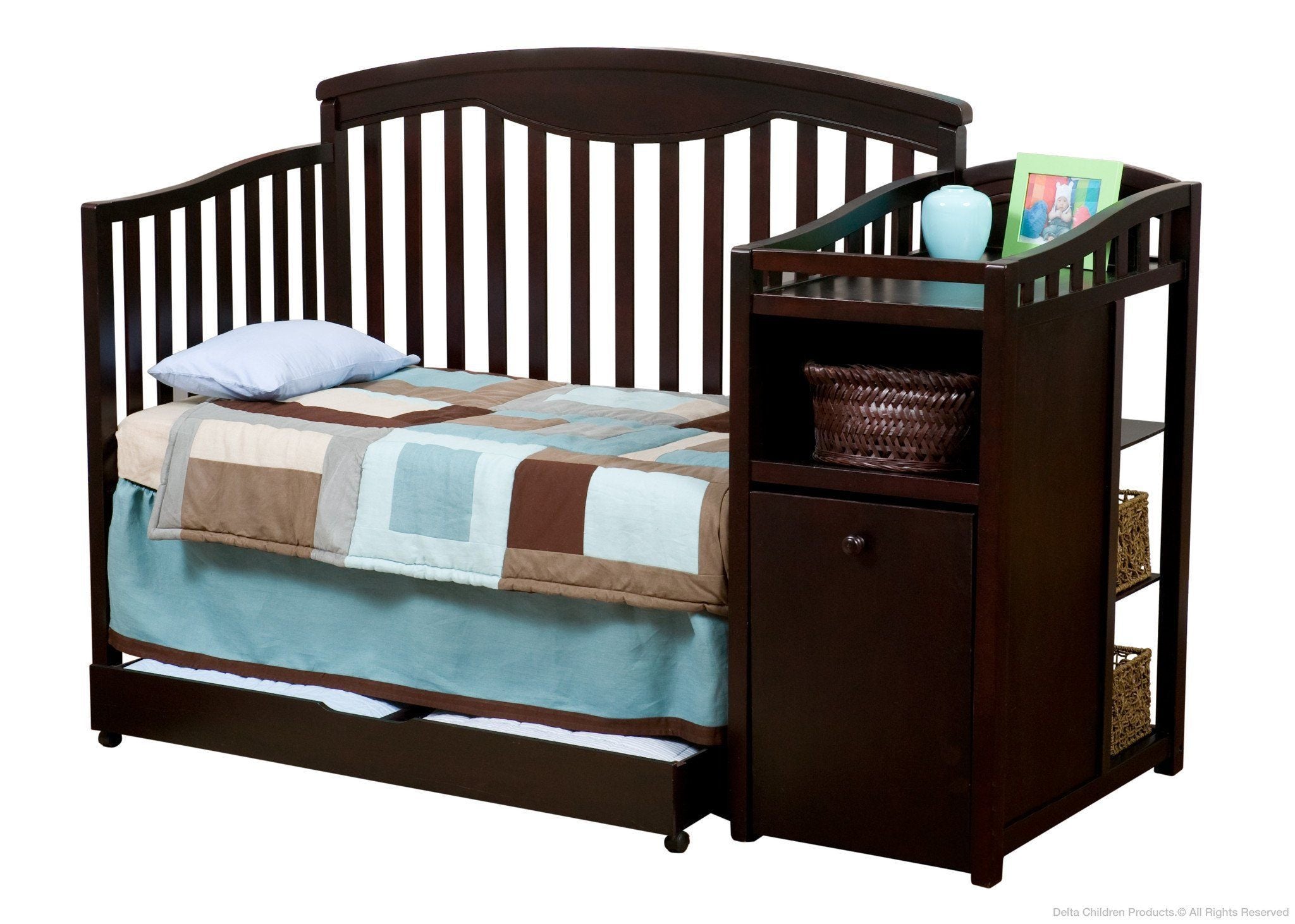 Cambridge Convertible Crib and Changer Set - 3-in-1 Baby Nursery Furniture for Newborn to Toddler | Perfect for Small Spaces & Modern Nurseries