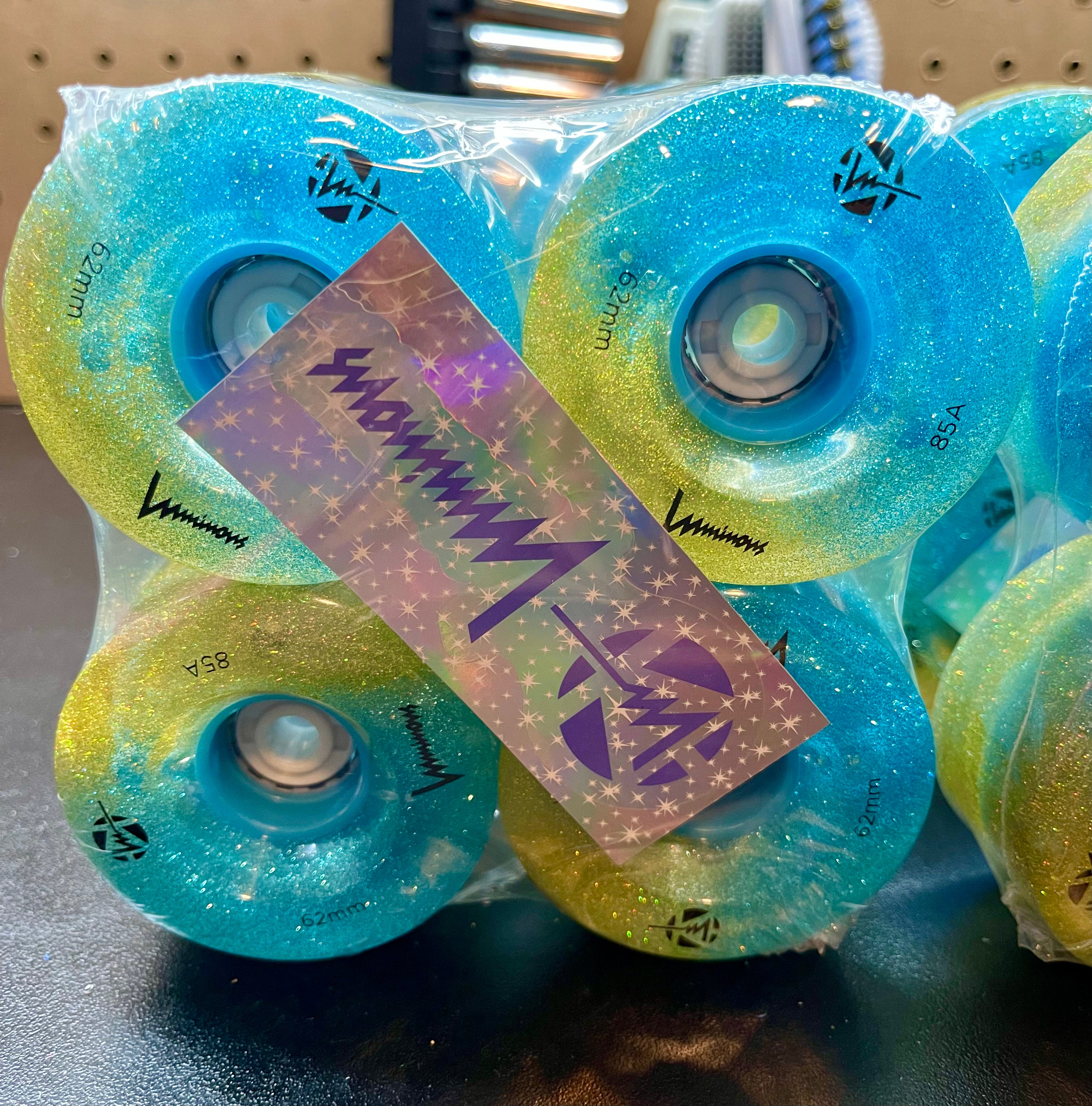 Luminous LED Hybrid Skateboard Wheels 85a - 4 Pack for Indoor & Outdoor Skating, Night Riding, and Longboard Cruising