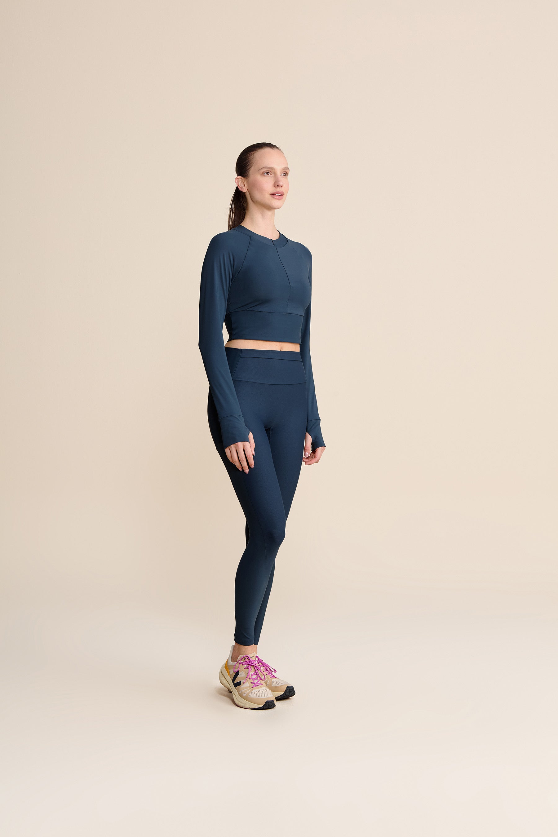 Race Pro® Tule Cropped Long Sleeve Top - Women's Athletic Workout Shirt for Running, Yoga & Gym - Breathable Performance Activewear