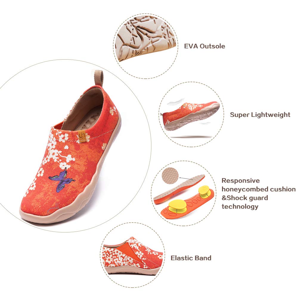 UIN Women's Art Travel Slip-On Shoes - Lightweight Breathable Casual Loafers for Women - Comfortable Walking Flats for Travel, Work & Everyday Wear
