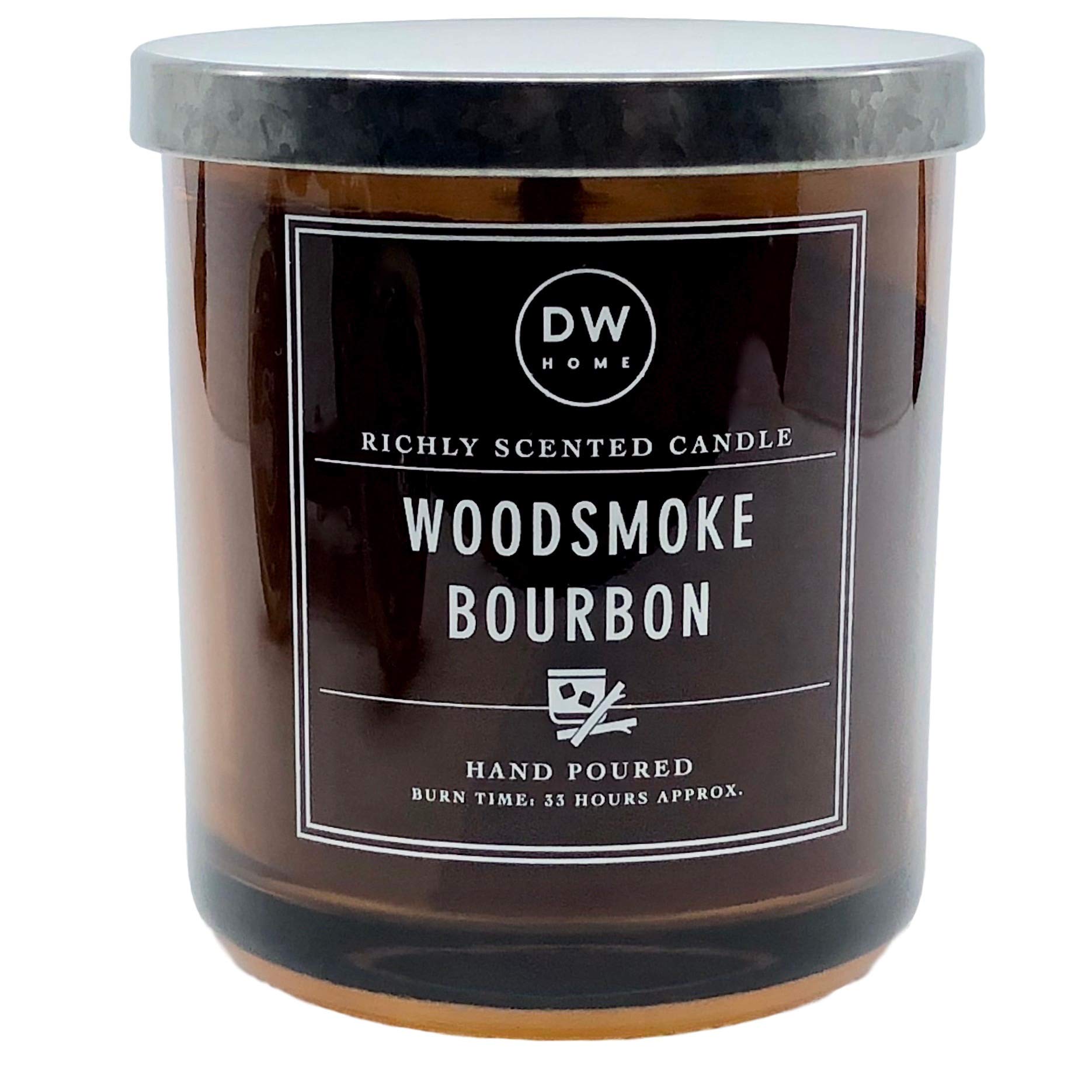 DW Home Woodsmoke Bourbon Scented Candle - Premium Soy Wax Candle for Home, Office & Relaxation - Warm Vanilla & Whiskey Aroma for Cozy Evenings & Romantic Ambiance