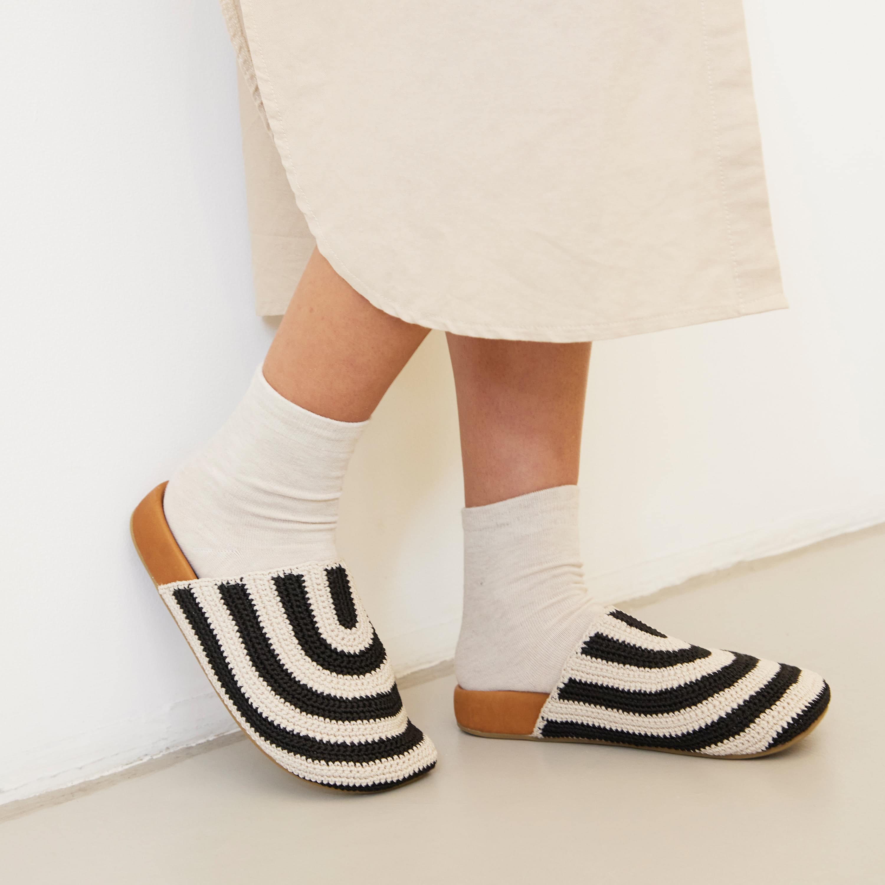 Bolinas Clog Hand Crochet Black Stripe - Comfortable & Stylish Women's Slip-On Shoes for Casual Wear, Beach & Home