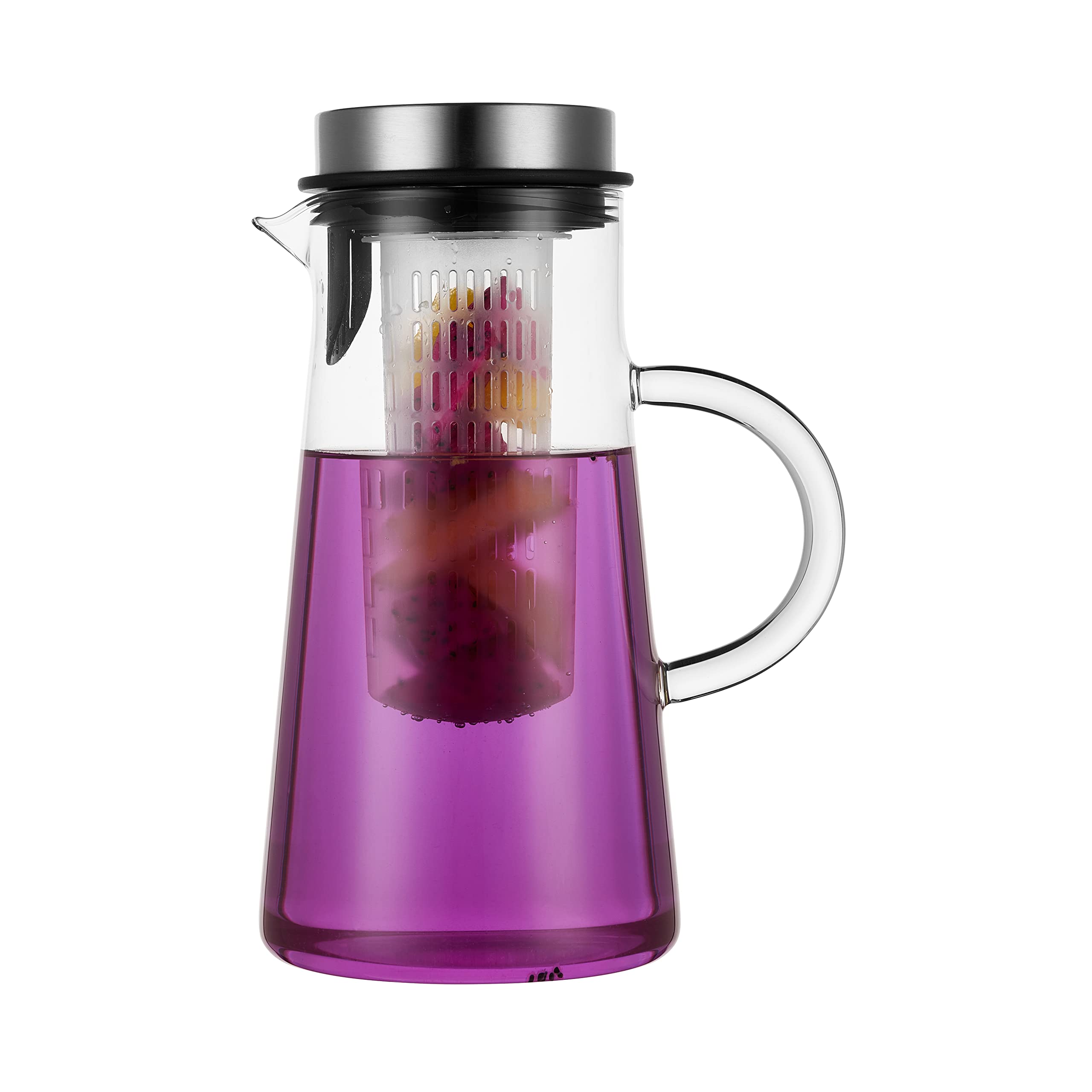 Karafu 60 Oz Thicker Glass Pitcher with Fruit Infuser - Heat Resistant Glass Jug for Hot & Cold Drinks, Infused Water, Tea, Juice - Perfect for Home, Office, Parties & Healthy Hydration